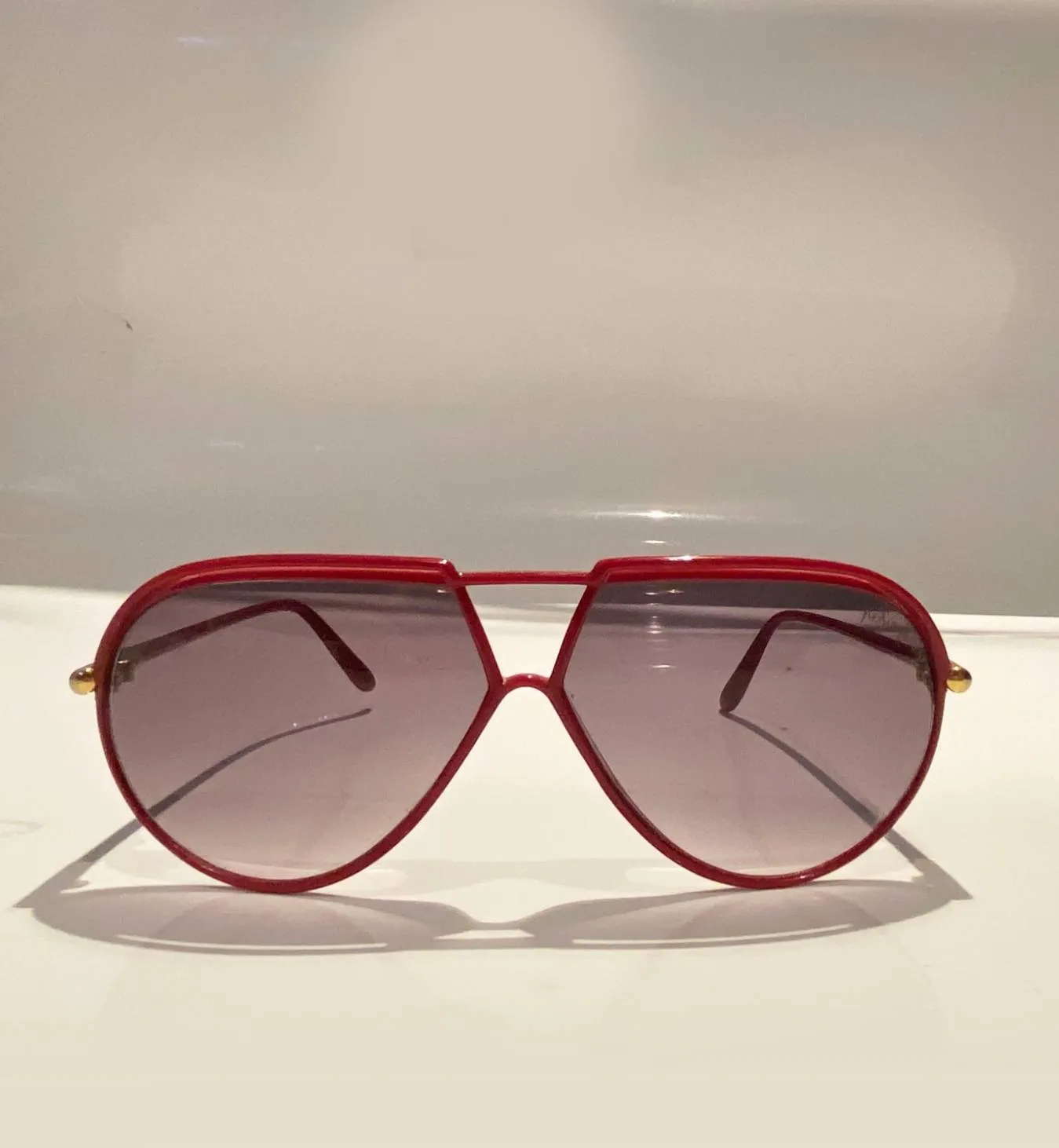1980s Yves Saint Laurent Red Teardrop with Gradient Lenses Sunglasses