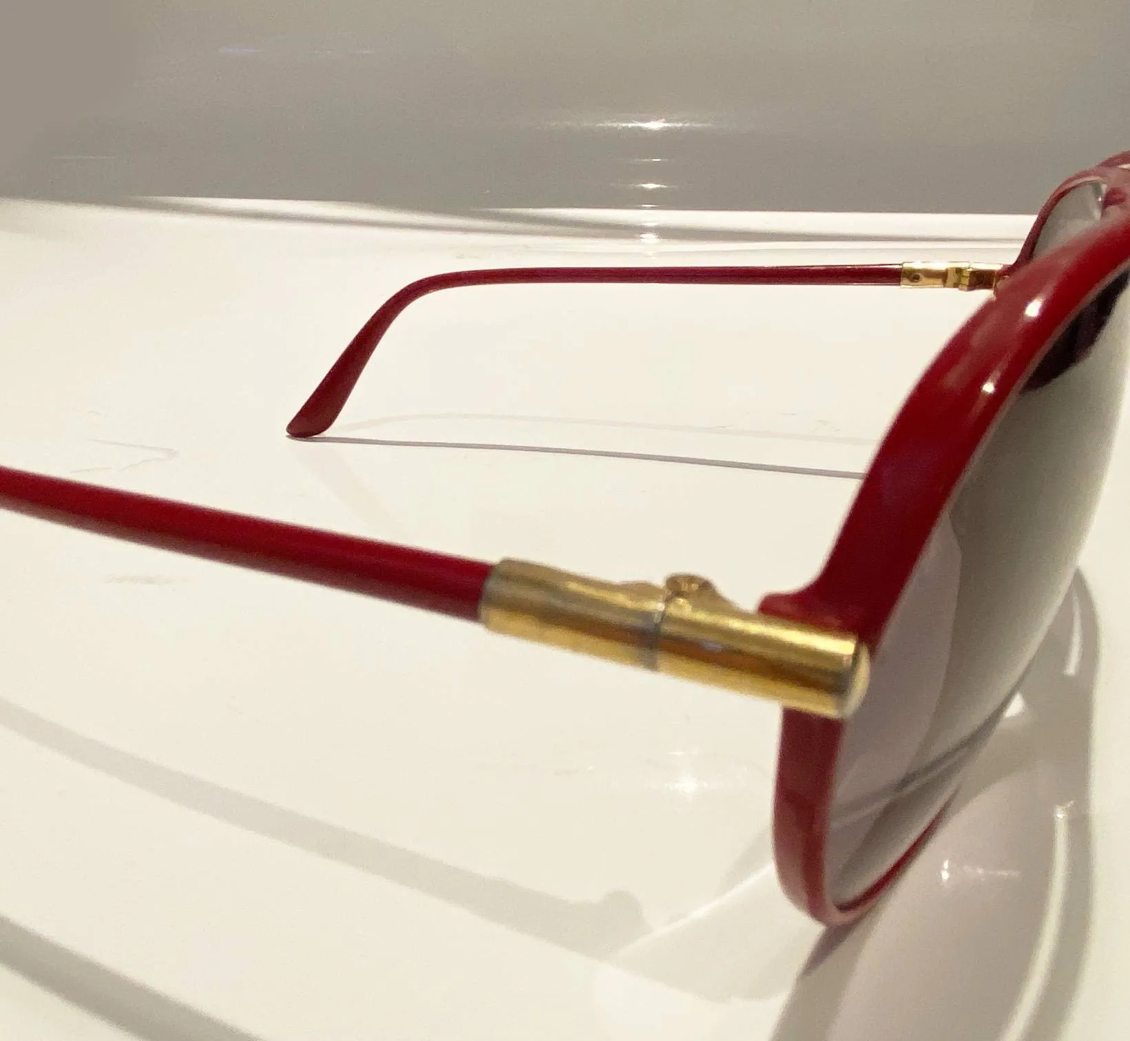 1980s Yves Saint Laurent Red Teardrop with Gradient Lenses Sunglasses