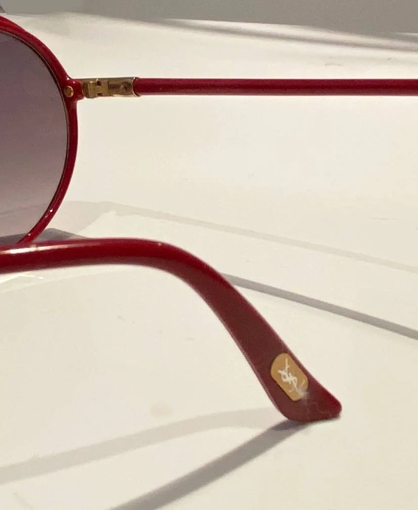 1980s Yves Saint Laurent Red Teardrop with Gradient Lenses Sunglasses