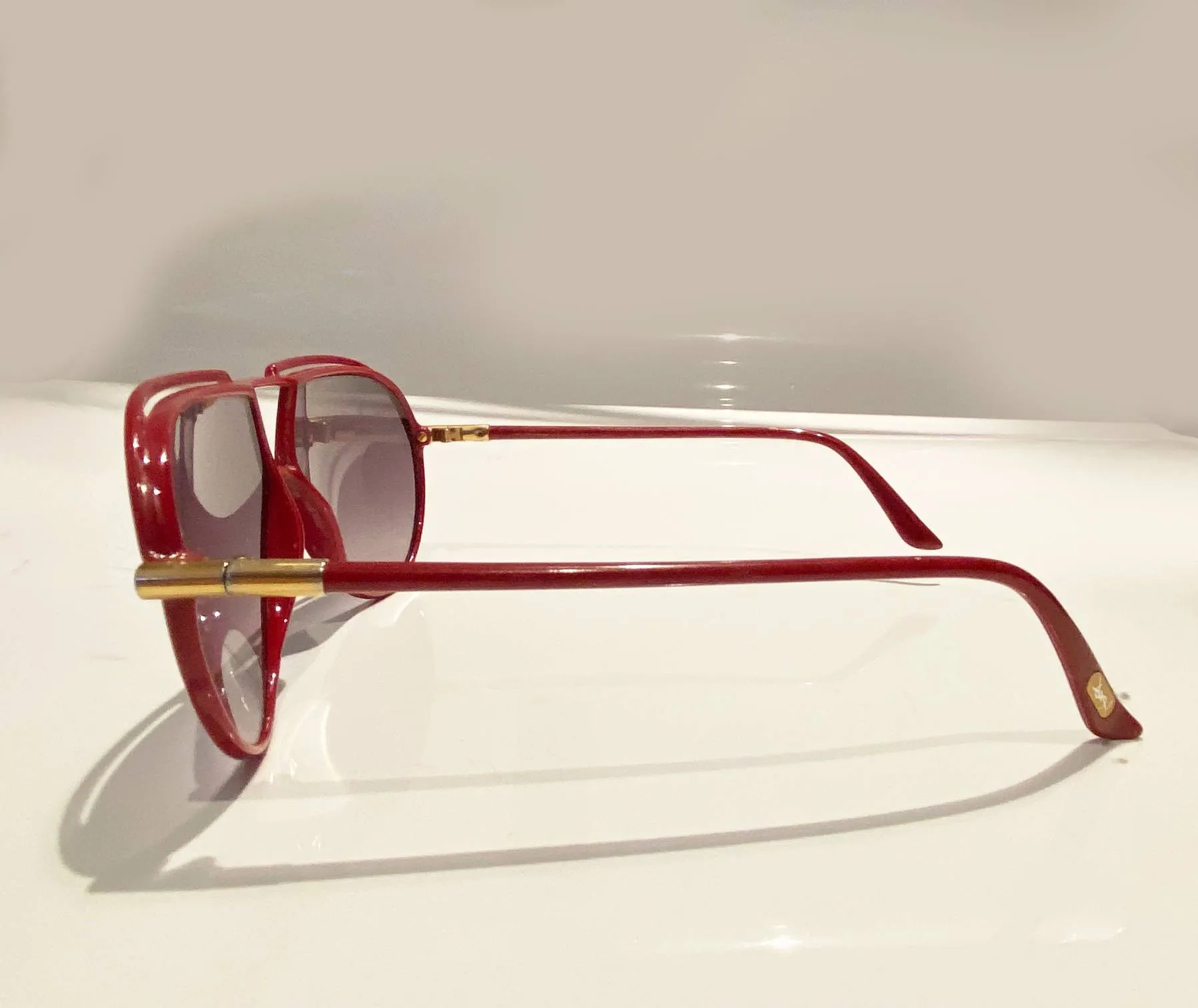 1980s Yves Saint Laurent Red Teardrop with Gradient Lenses Sunglasses