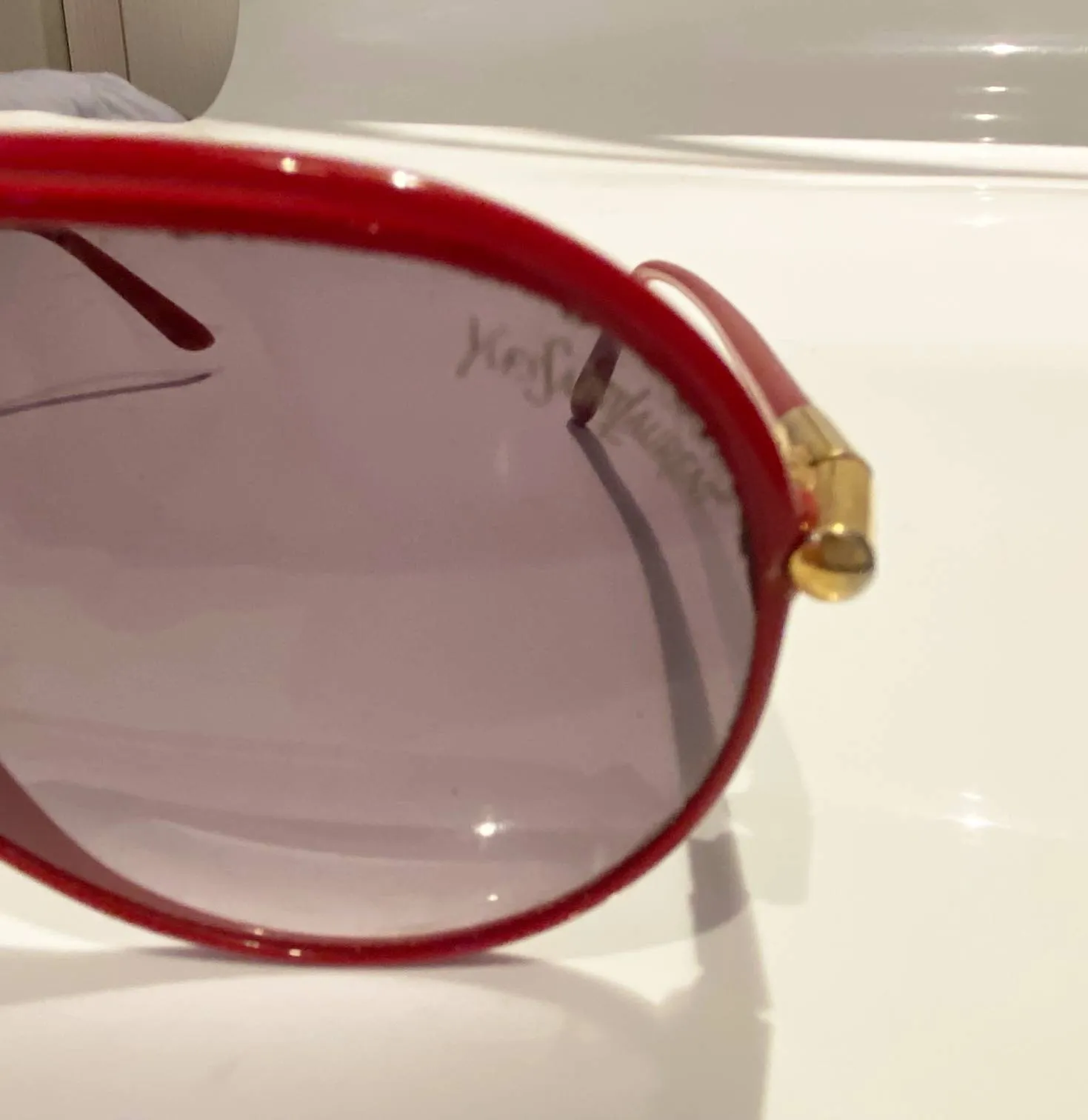 1980s Yves Saint Laurent Red Teardrop with Gradient Lenses Sunglasses