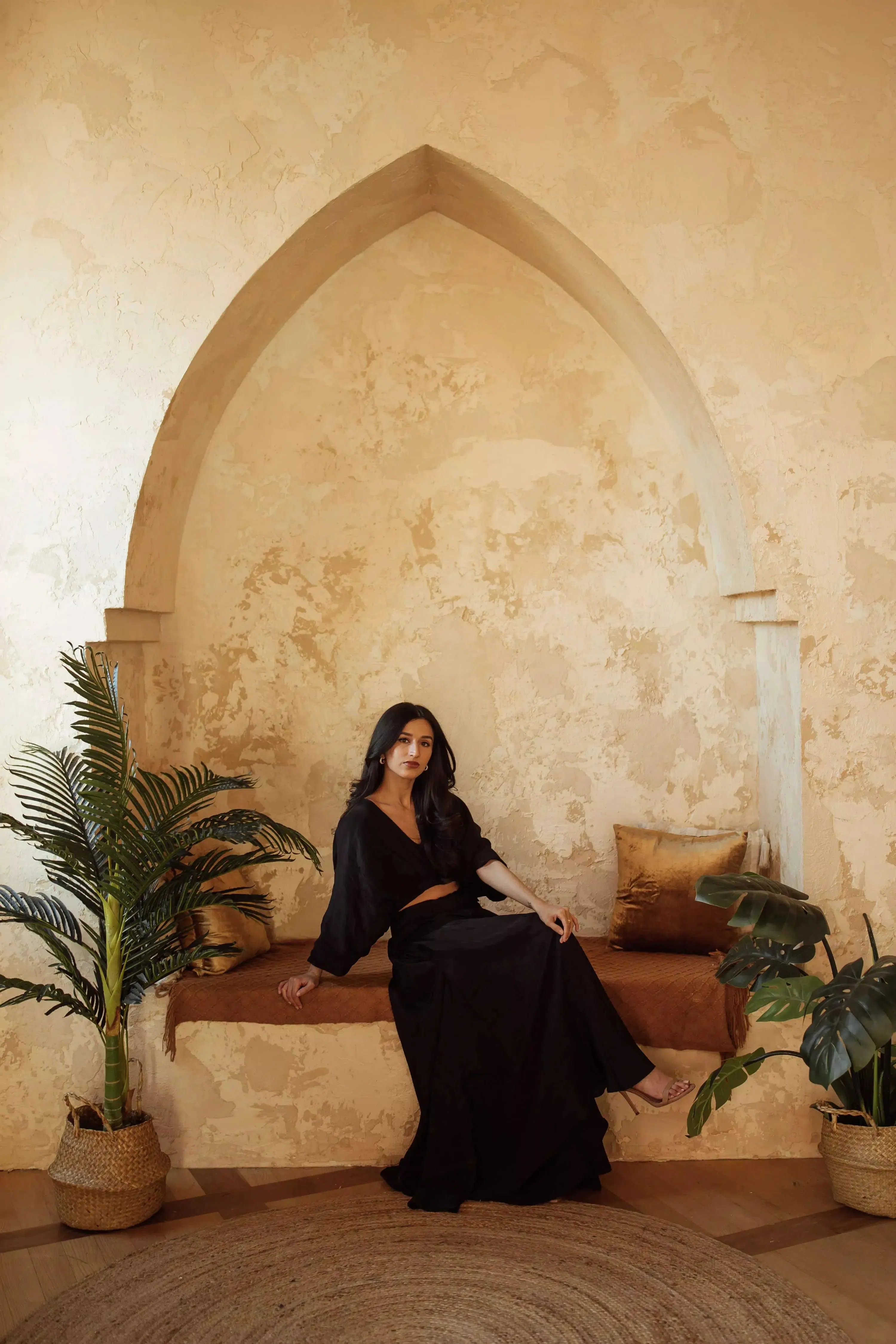 Anja Black Flowy Palazzo Pantsuit Set