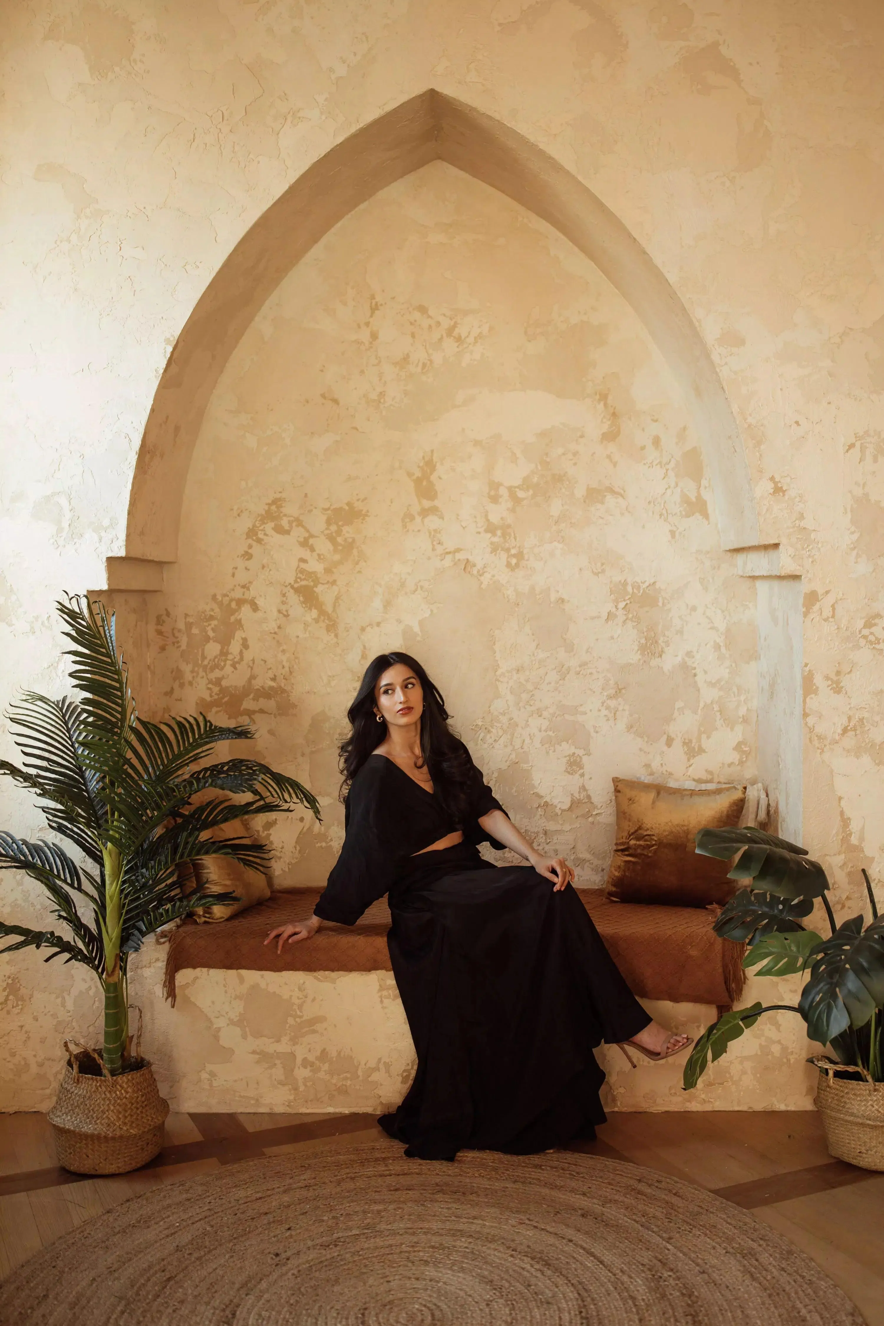 Anja Black Flowy Palazzo Pantsuit Set