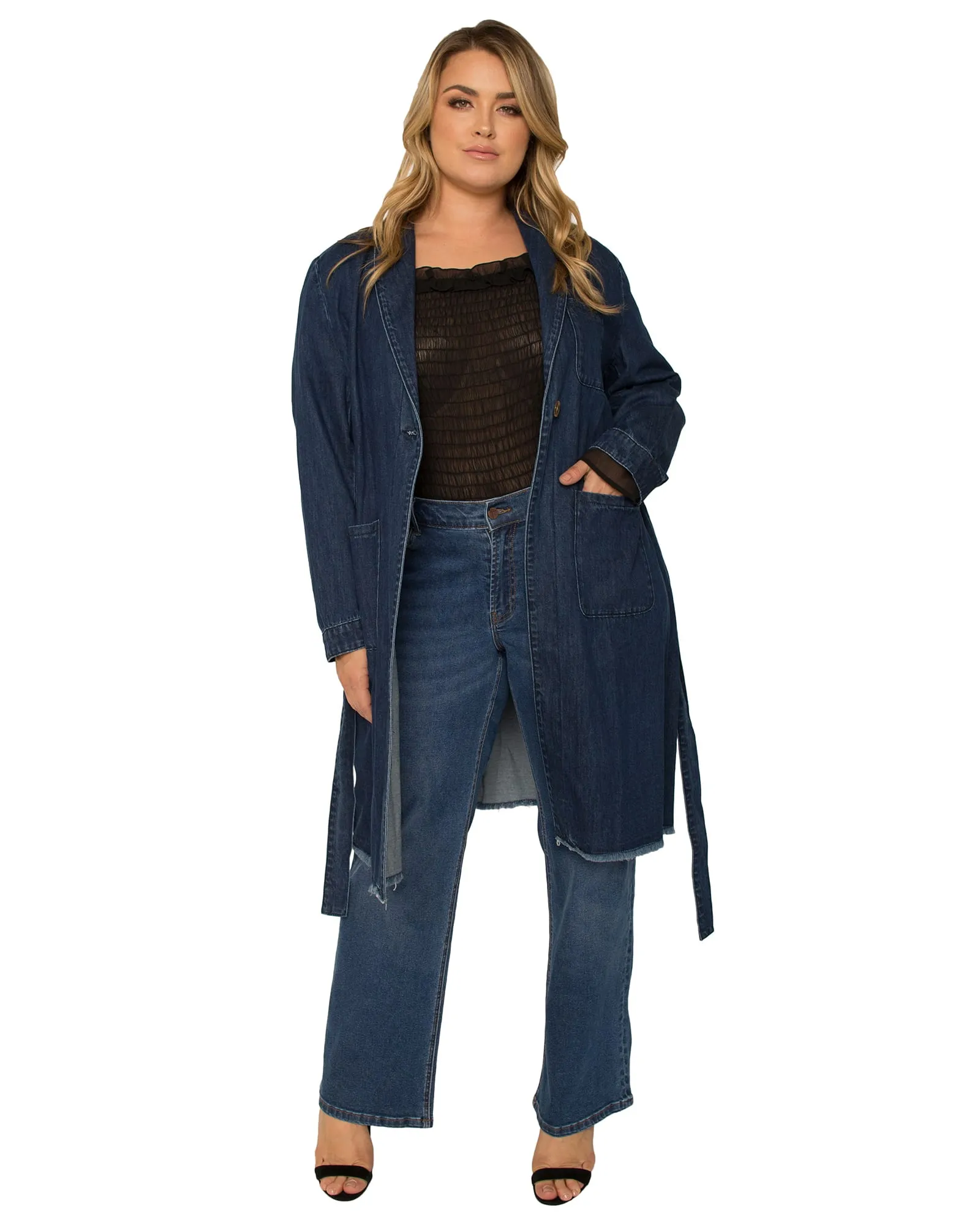 Anna Denim Robe Jacket | Dark Stone