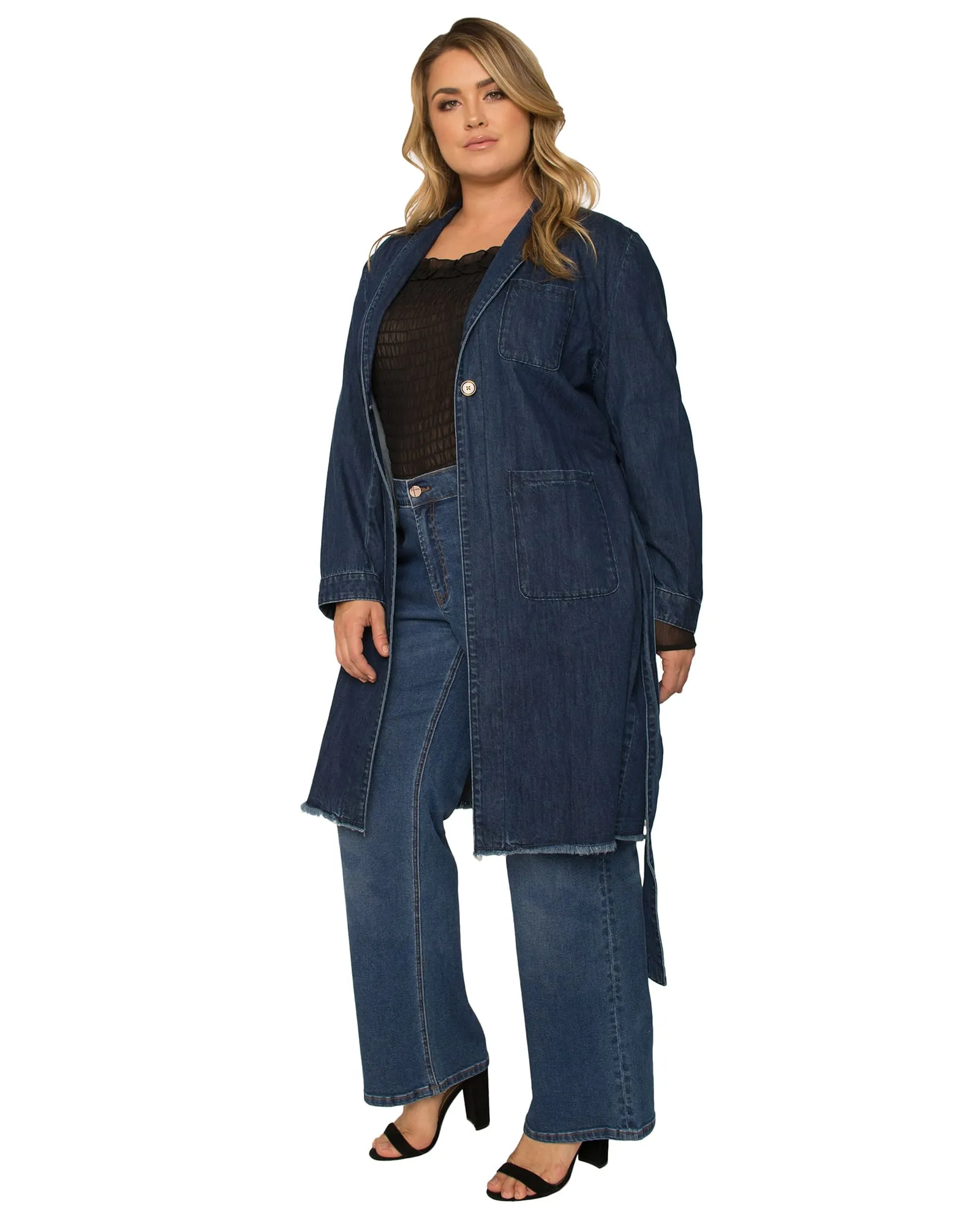 Anna Denim Robe Jacket | Dark Stone