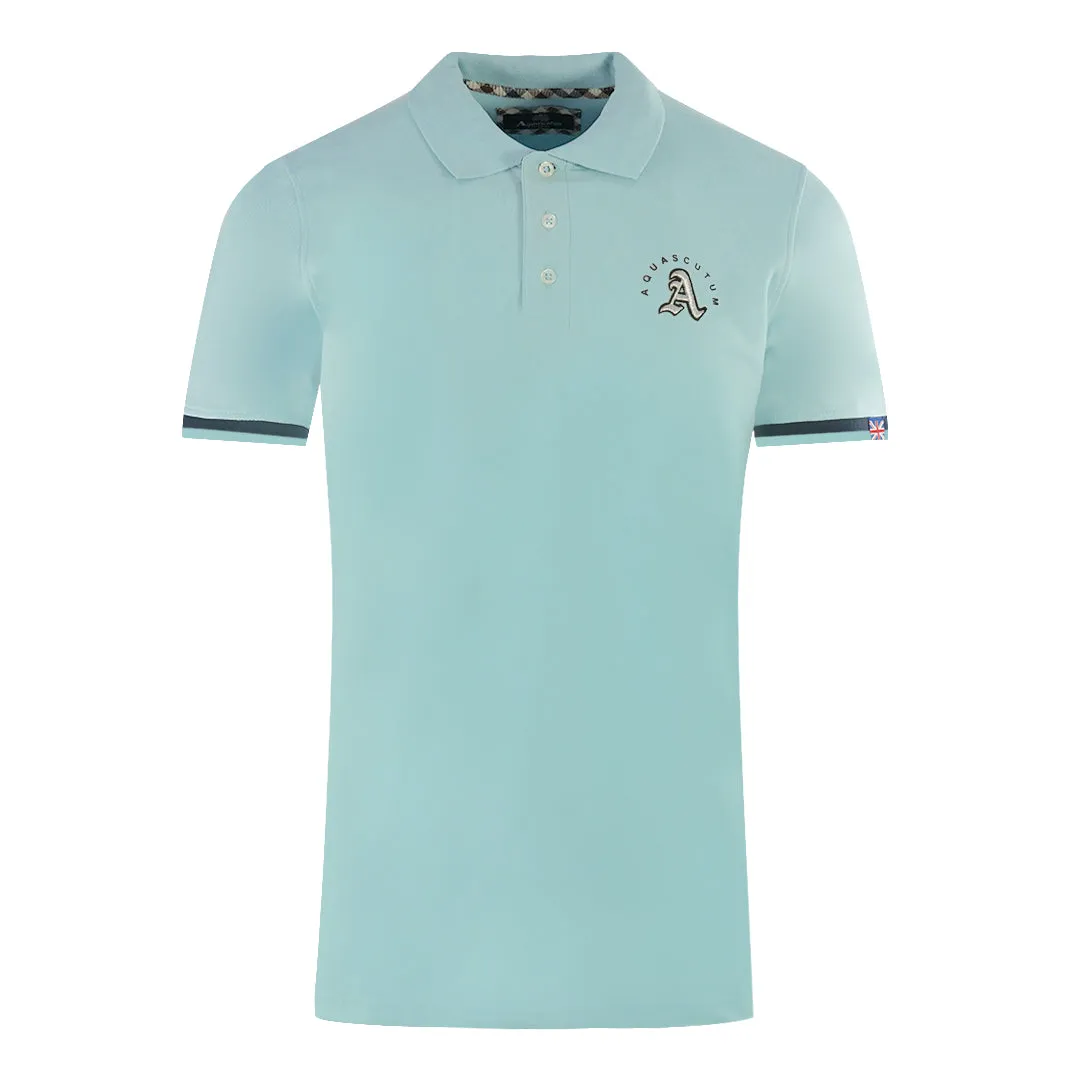 Aquascutum Embossed A Tipped Light Blue Polo Shirt