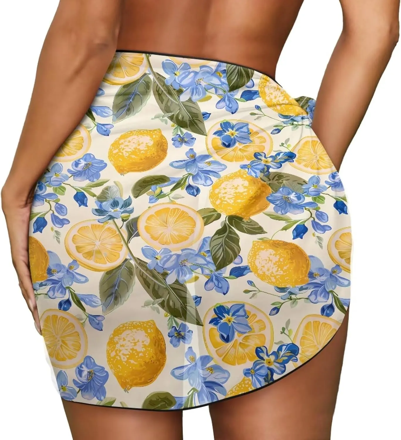 Bathing Suit Cover Up for Women Semi-Sheer Chiffon Sarong Bikini Wrap Skirt Lightweight Swimsuit Short Coverup