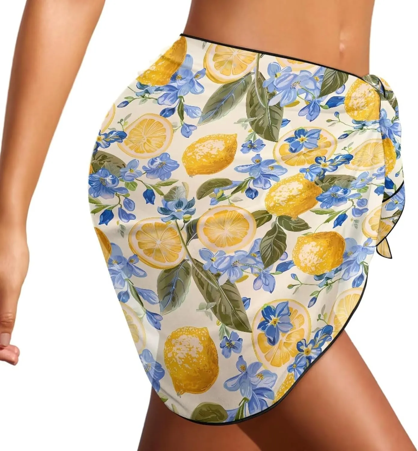 Bathing Suit Cover Up for Women Semi-Sheer Chiffon Sarong Bikini Wrap Skirt Lightweight Swimsuit Short Coverup