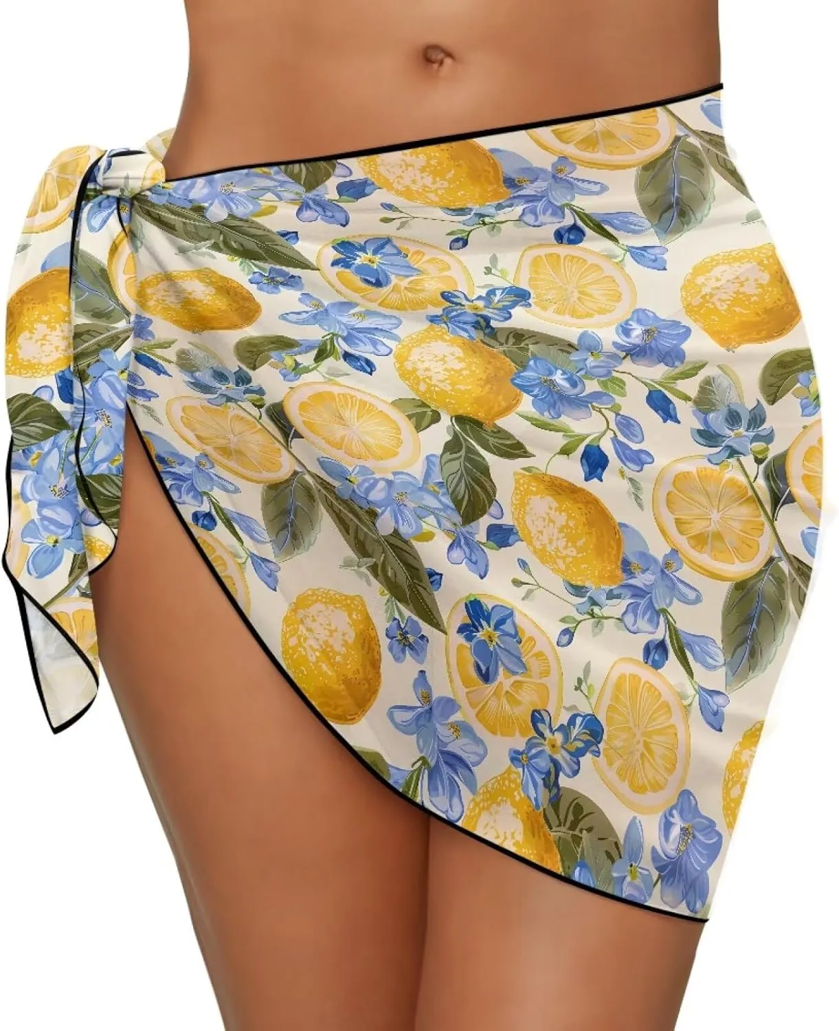 Bathing Suit Cover Up for Women Semi-Sheer Chiffon Sarong Bikini Wrap Skirt Lightweight Swimsuit Short Coverup
