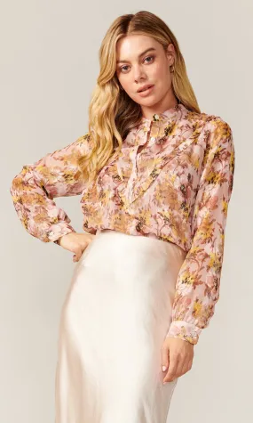 Bella Yoke Button Front Jacquard Blouse - FINAL SALE