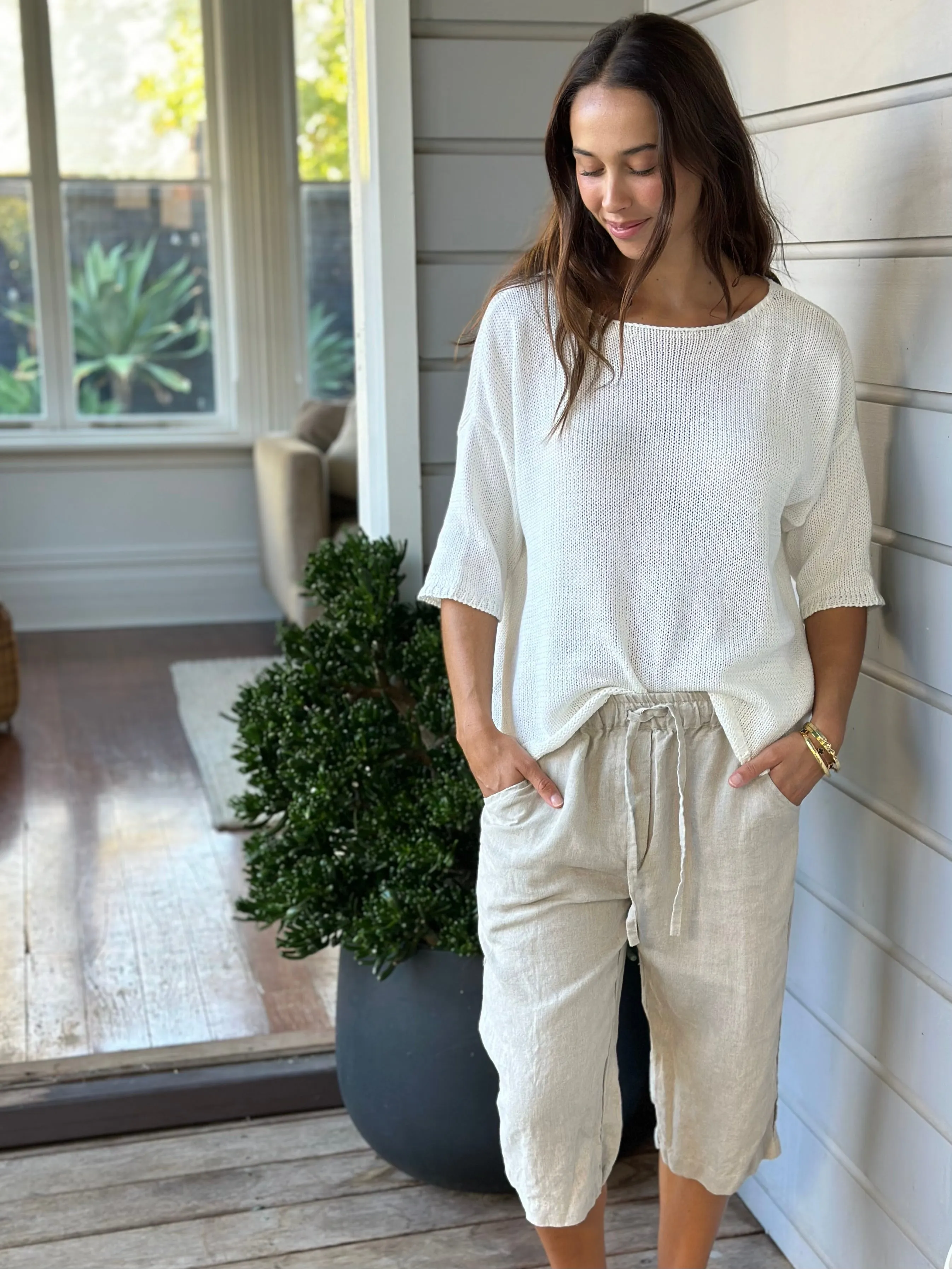 billy short-natural linen