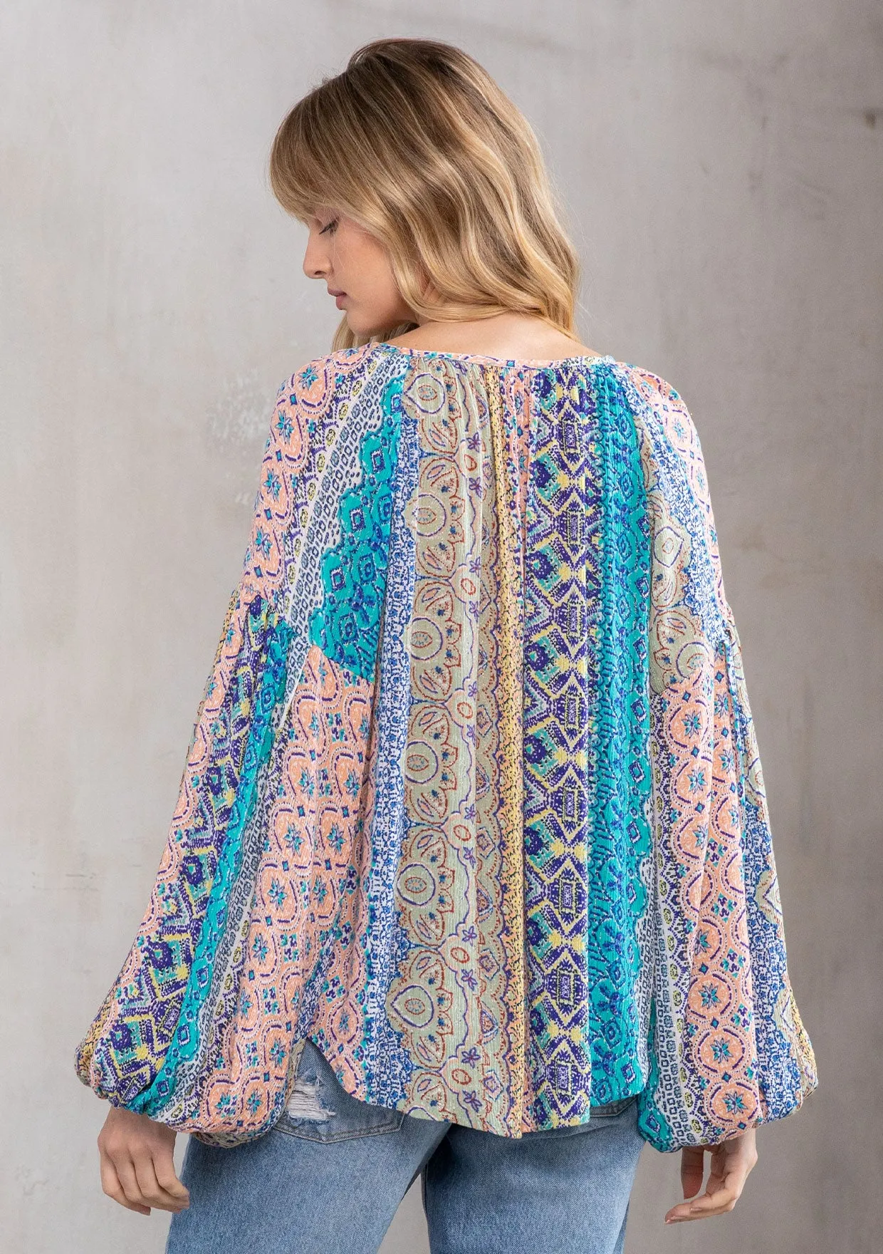 Boho Multi Color Marrakesh Long Sleeve Top