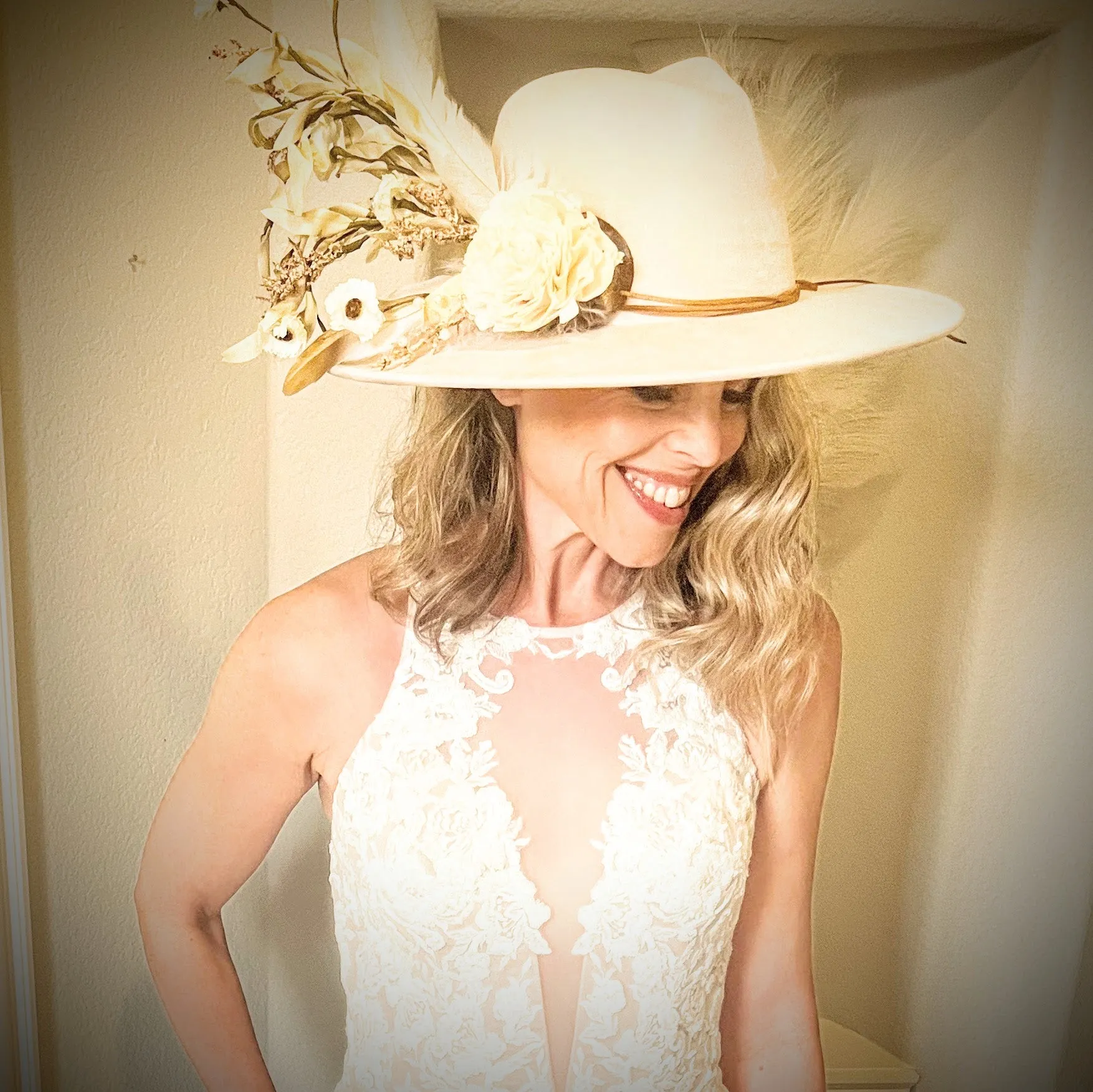 **Boho Western Wedding Floral Bridal Hat Band Only 984v