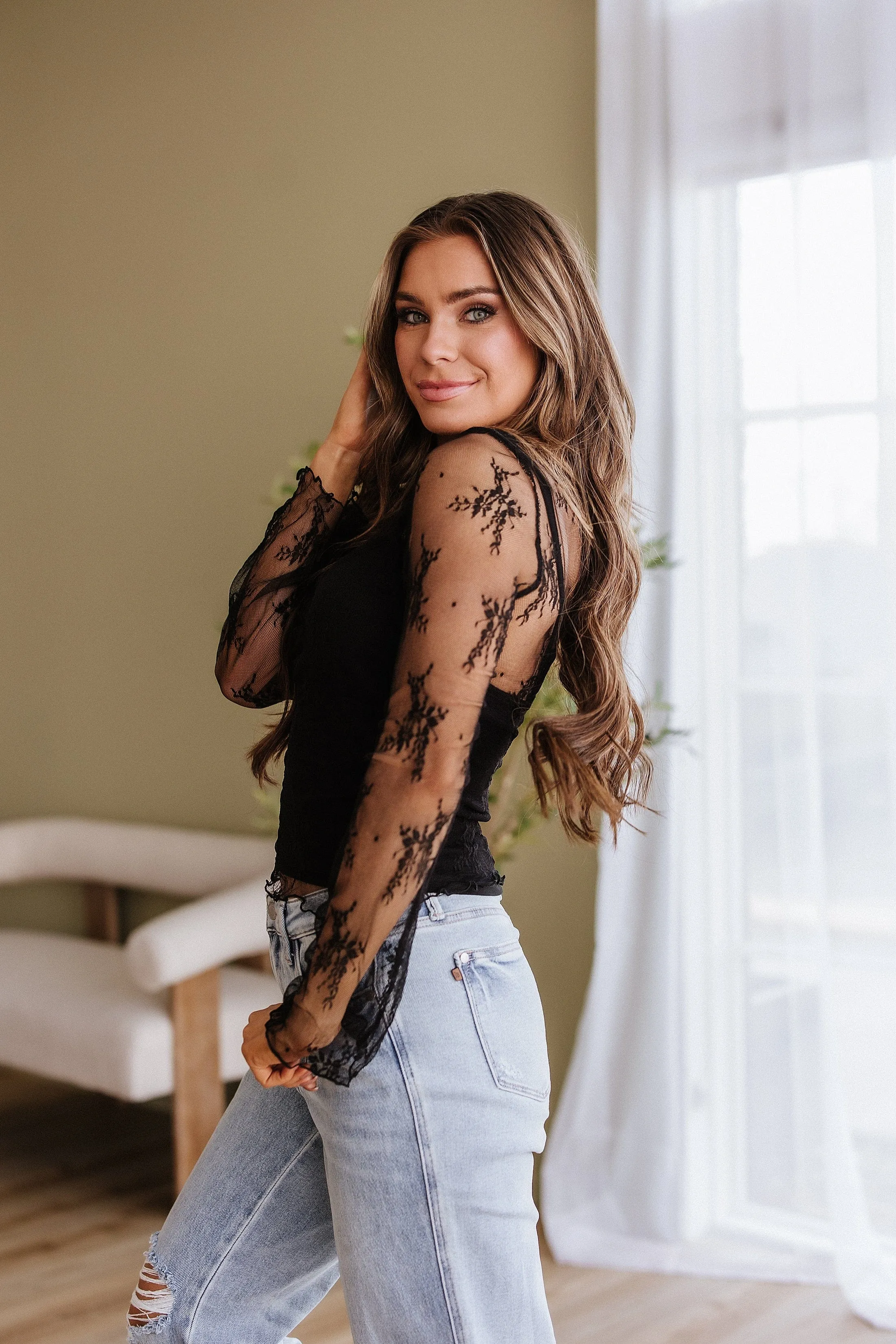 Bowie Lace Long Sleeve Blouse w/ Tank Top