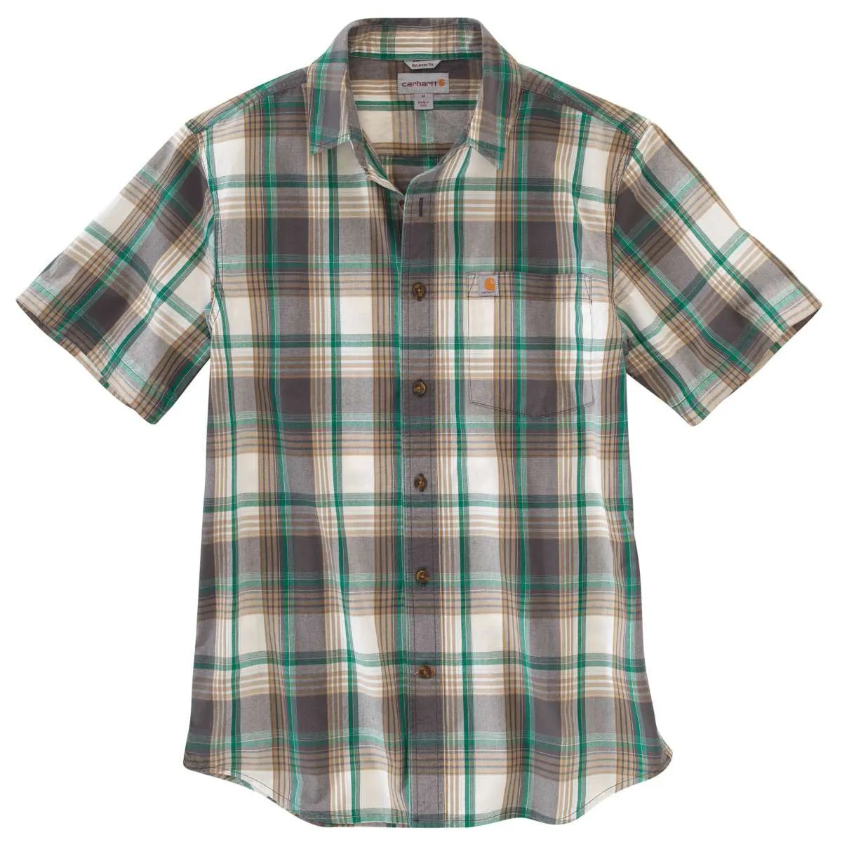 Carhartt Men's Shadow Essential Plaid Open Collar SS Shirt