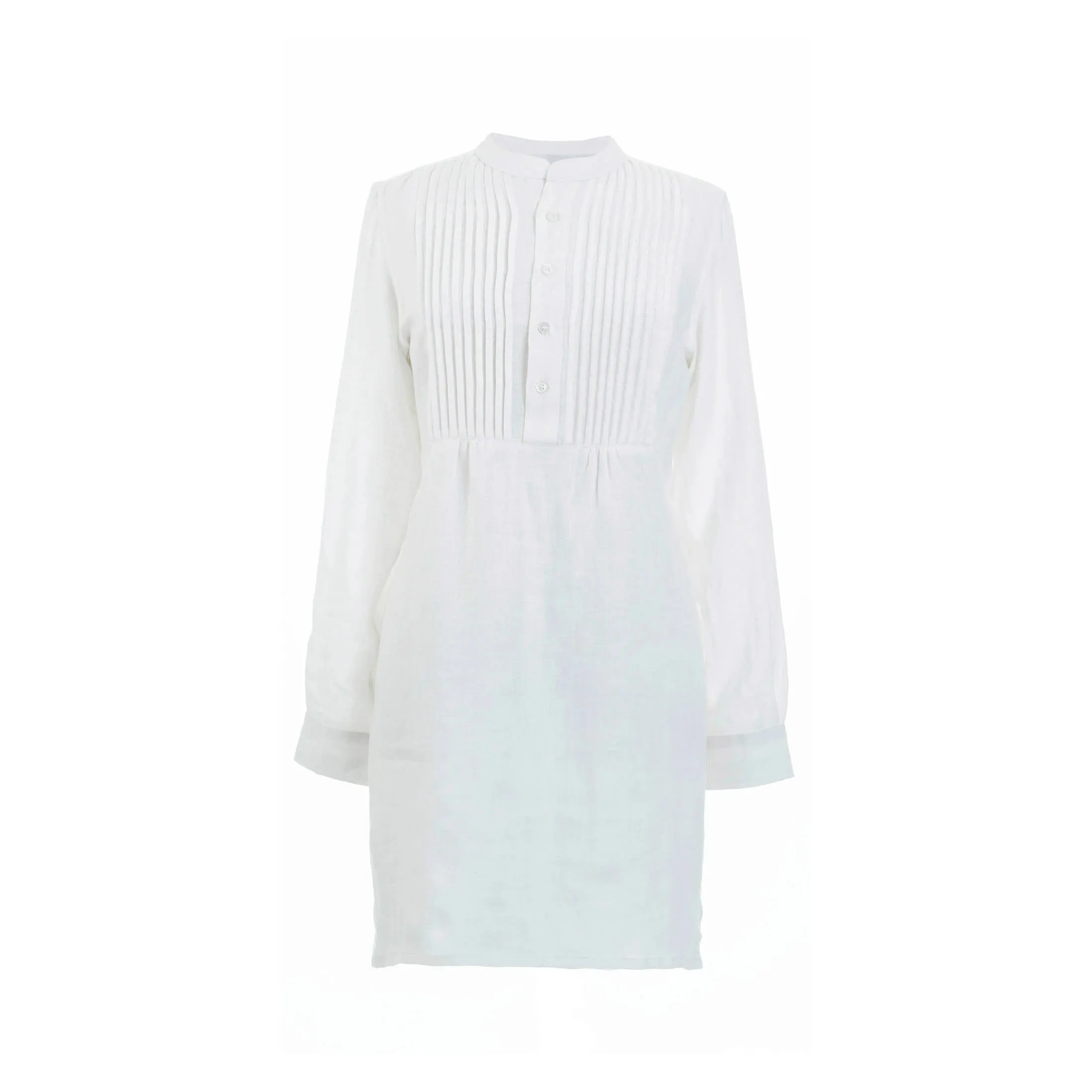 Chambray Pleated Linen White Tunic