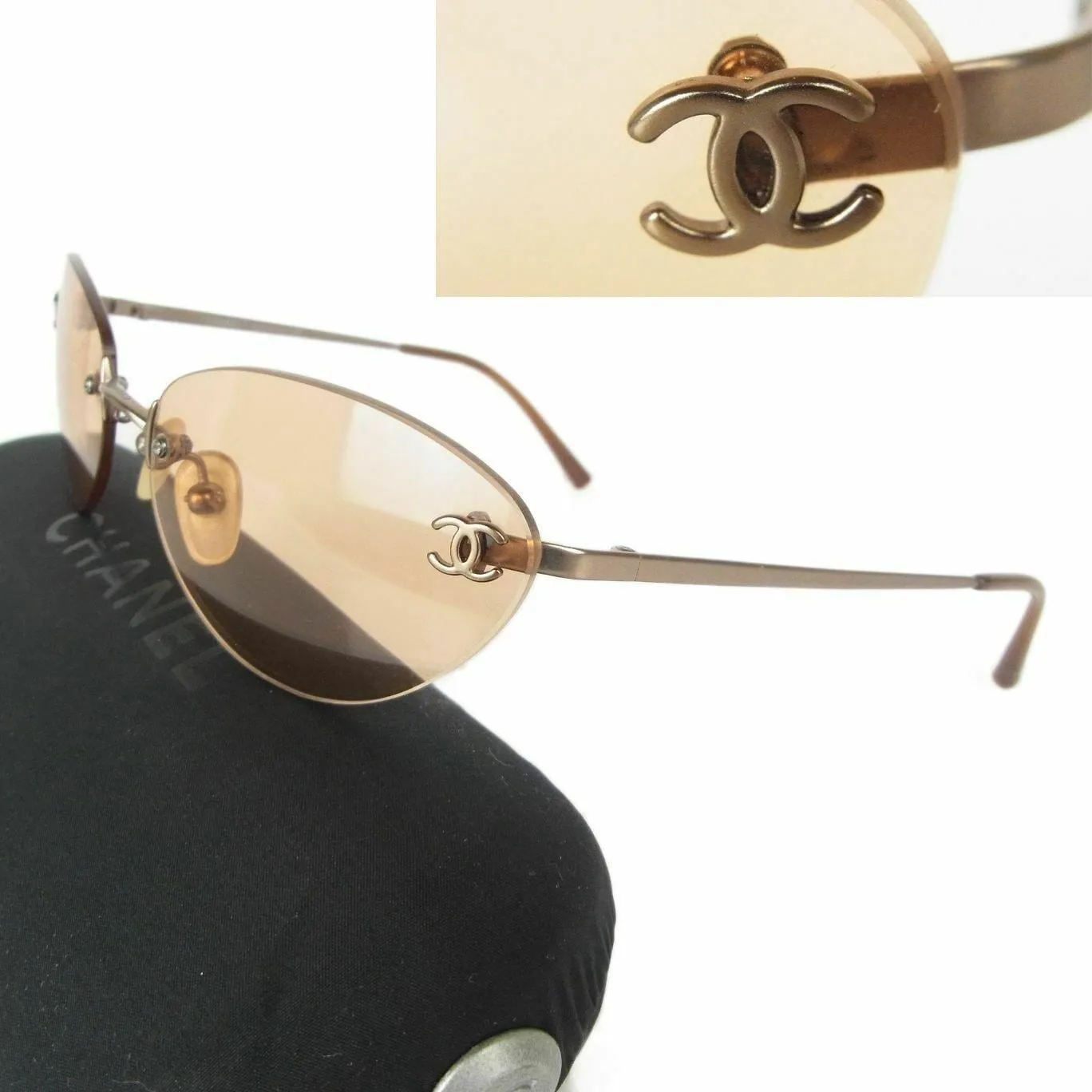 Chanel Rimless Orange CC Detail Sunglasses