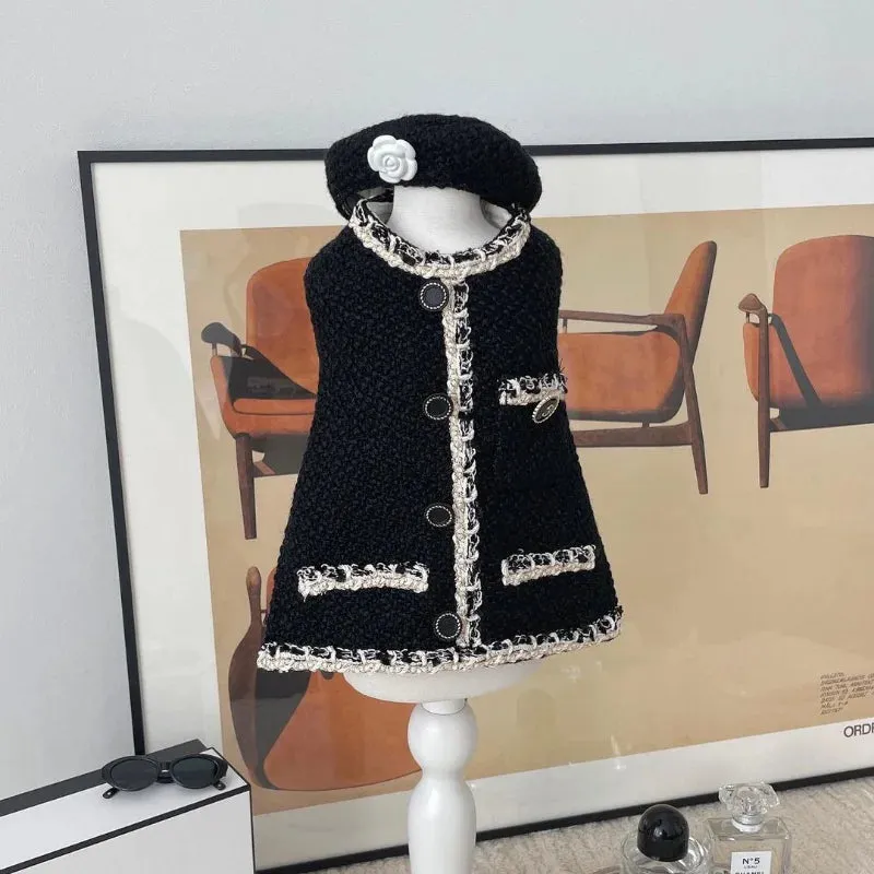 Chic Chanel-Inspired Tweed Hat & Dog Dress