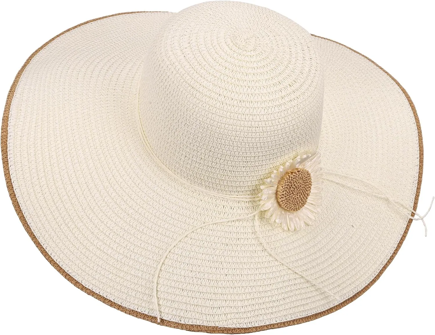 CHIC DIARY Womens Wide Brim Straw Hat Floppy Derby Hat Large Brim Beach Straw Sun Cap UPF 50 