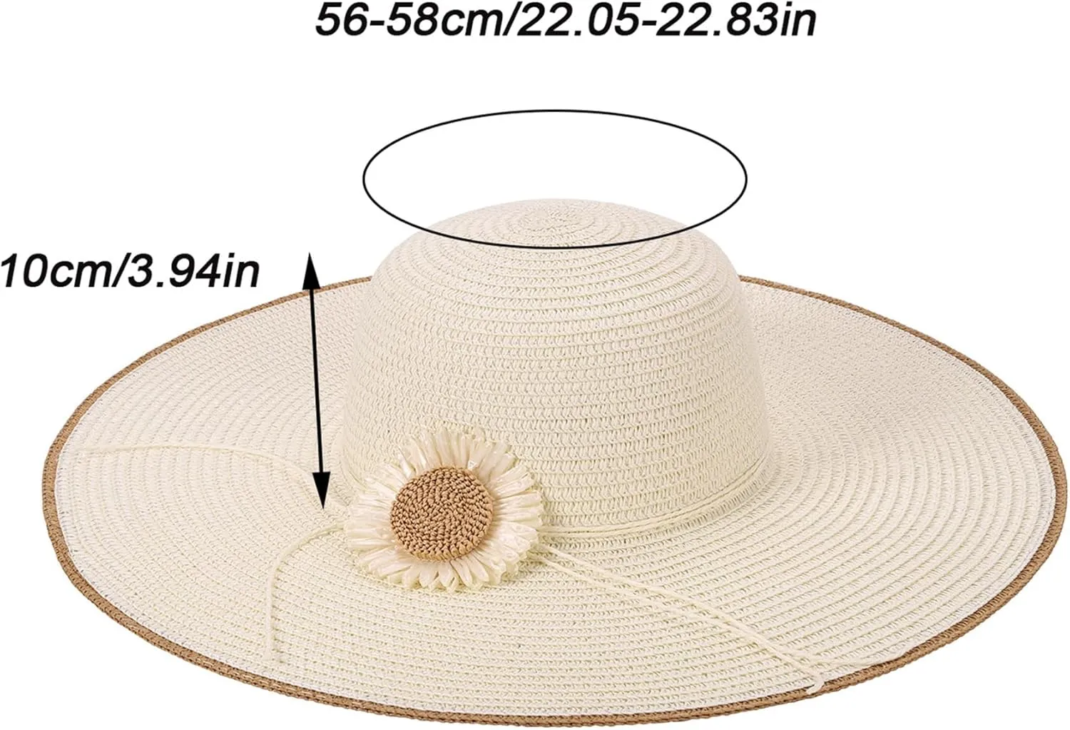 CHIC DIARY Womens Wide Brim Straw Hat Floppy Derby Hat Large Brim Beach Straw Sun Cap UPF 50 