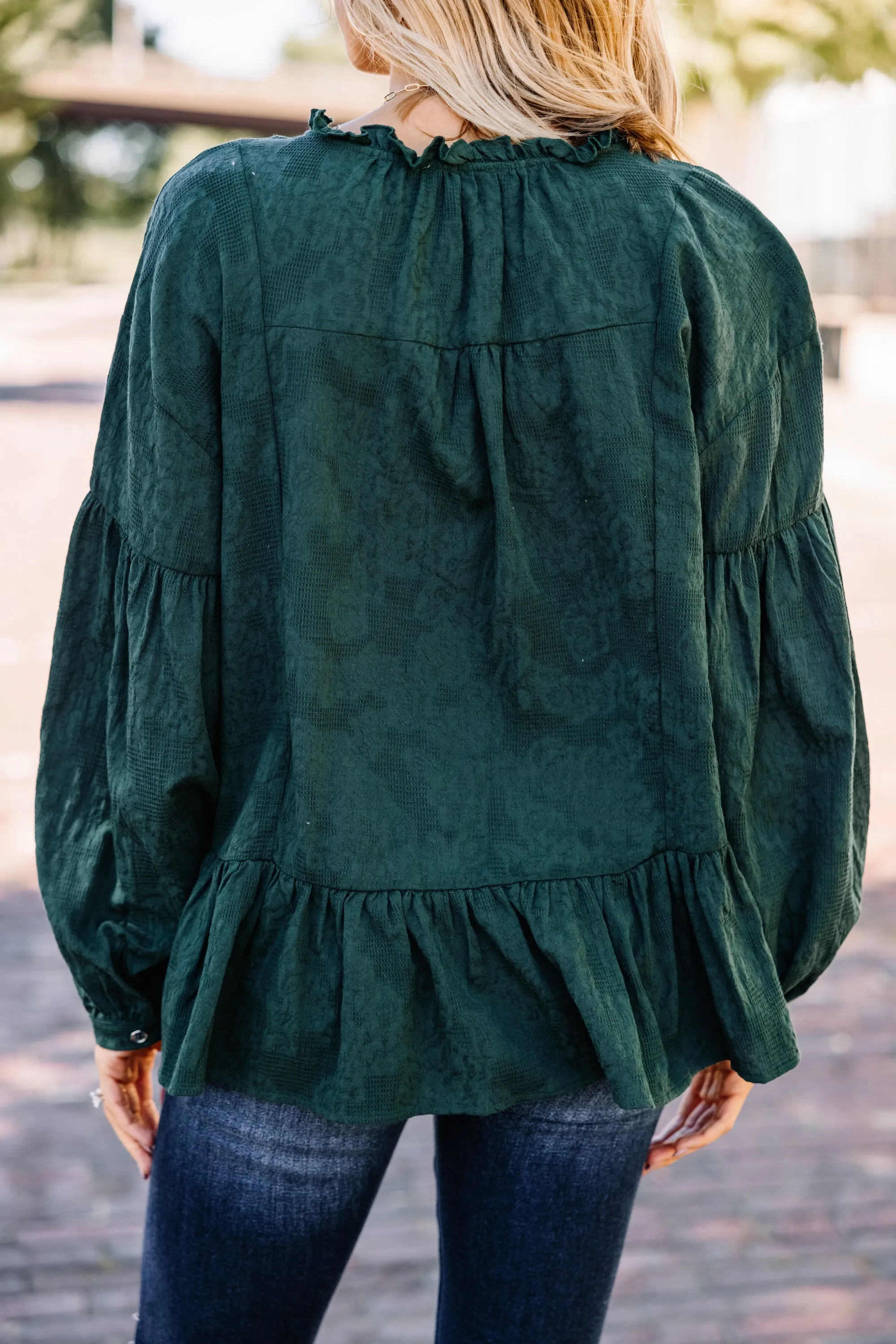 Clear Ideas Forest Green Textured Blouse