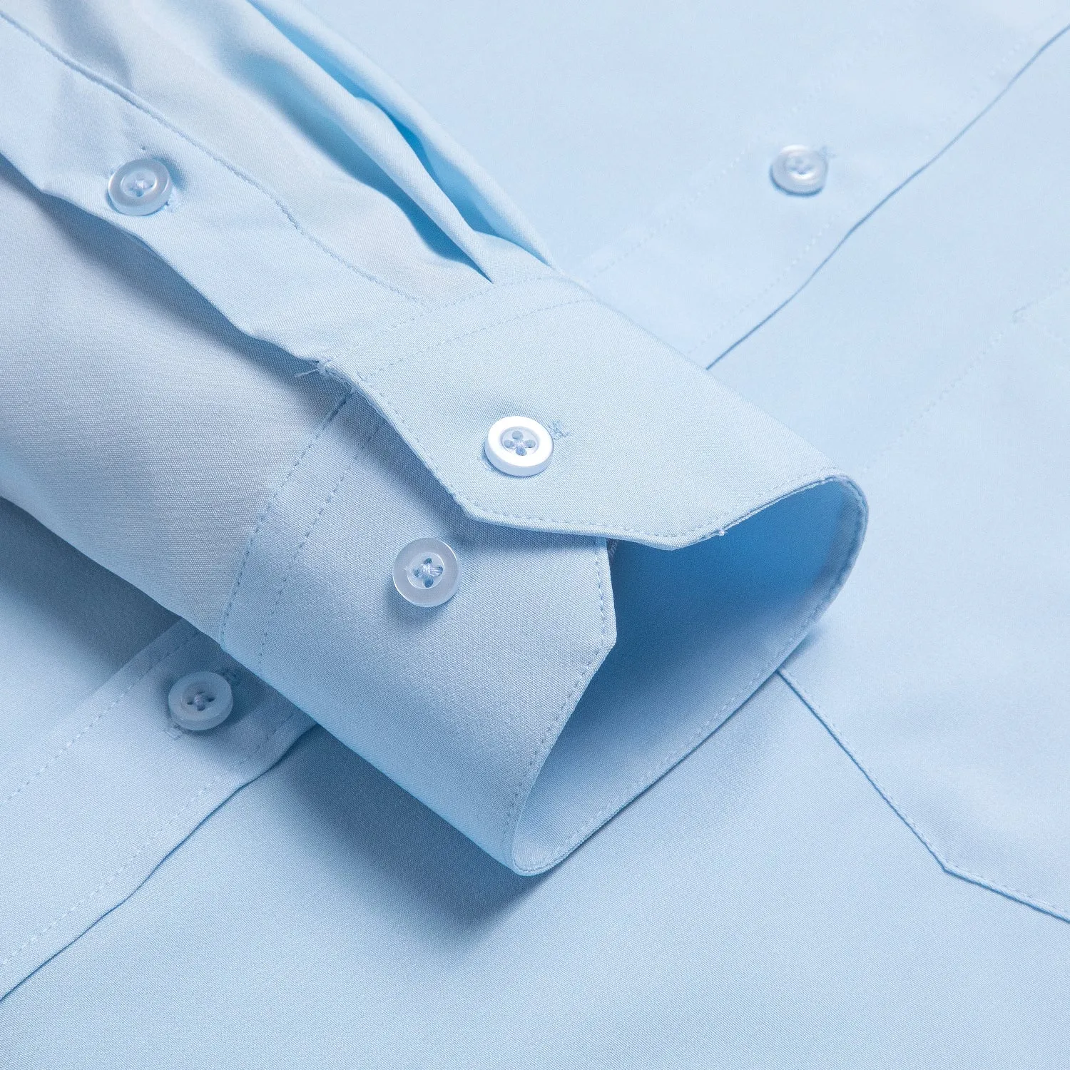 Collarless Light Blue Dress Shirt