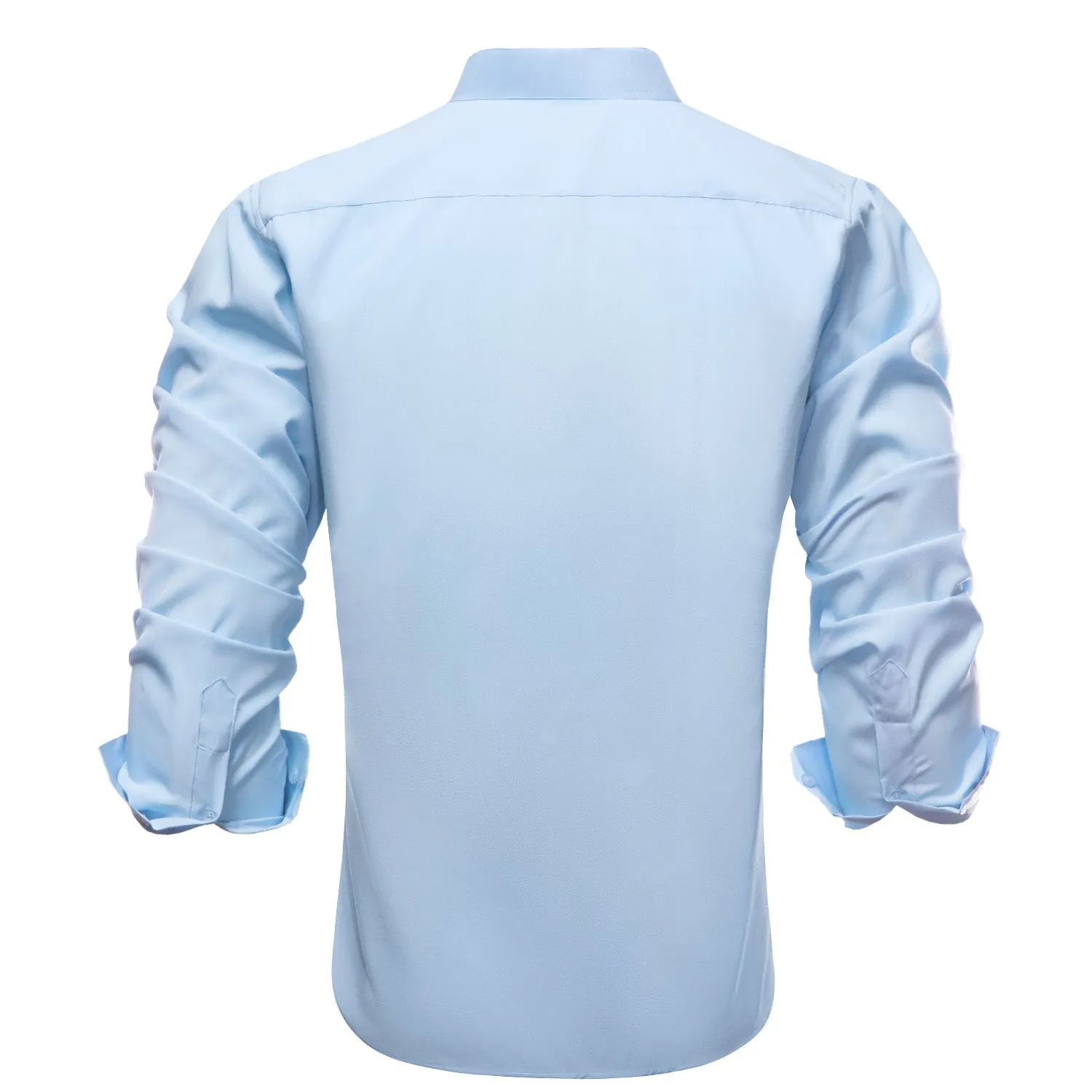 Collarless Light Blue Dress Shirt