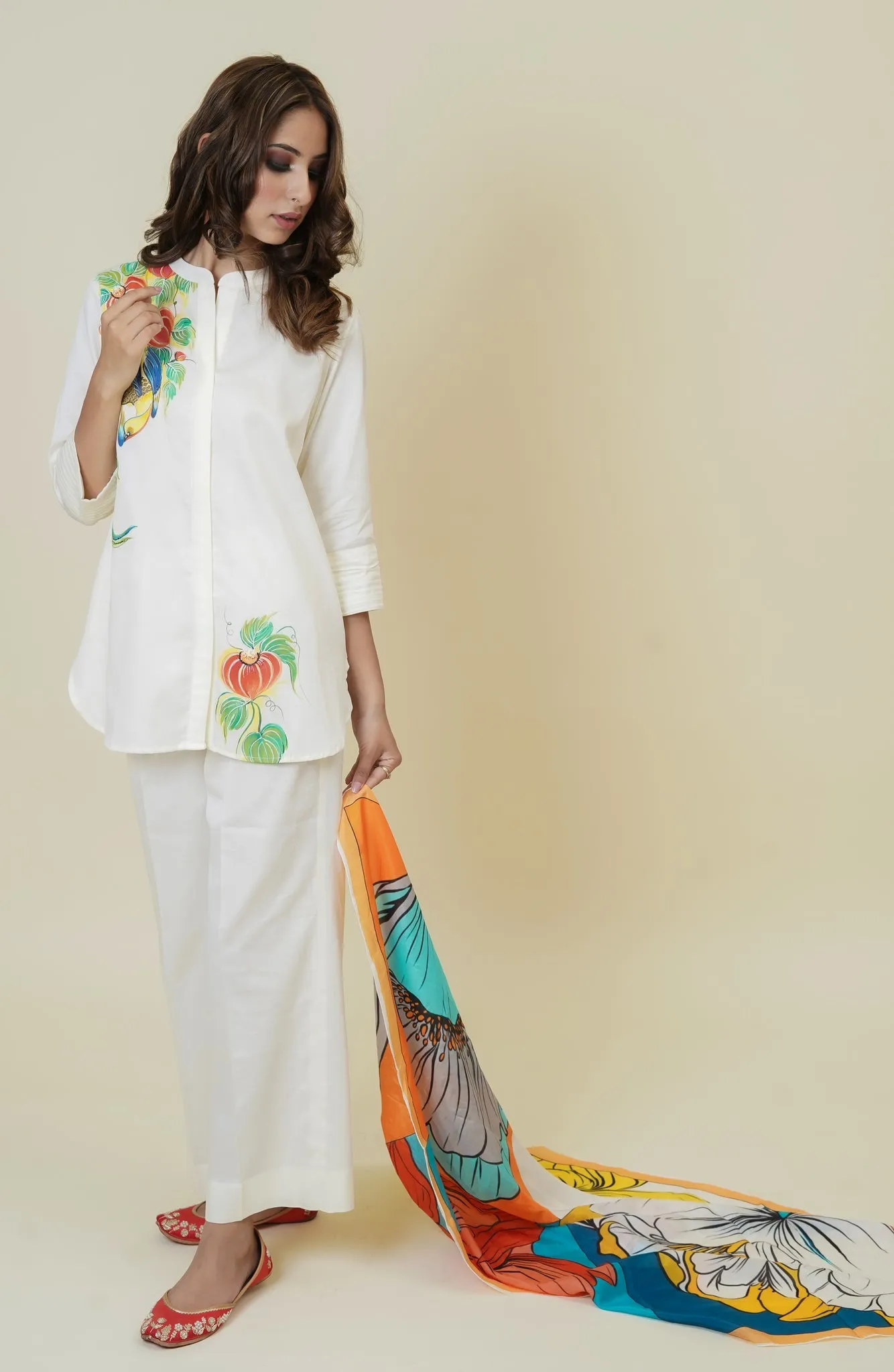 CREAM HAND-PAINTED CO-ORD SET