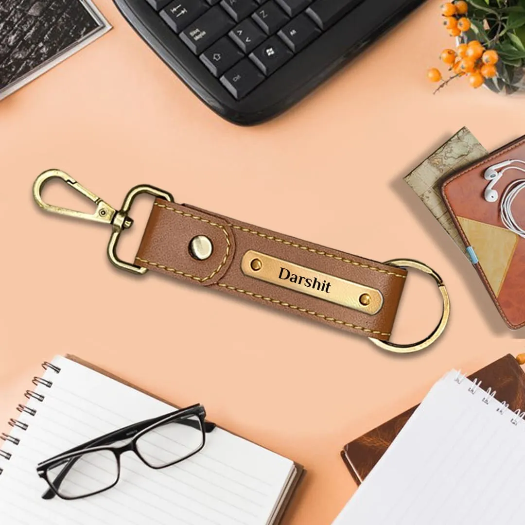 Elegant Tan Gift Set: Wallet, Keychain & Sunglasses Case for Men
