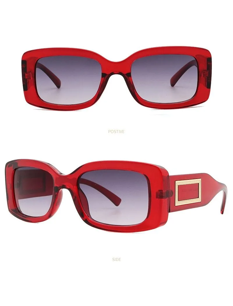 Elegant Women's Classic Black Retro Fashion Medium Square Sunglasses