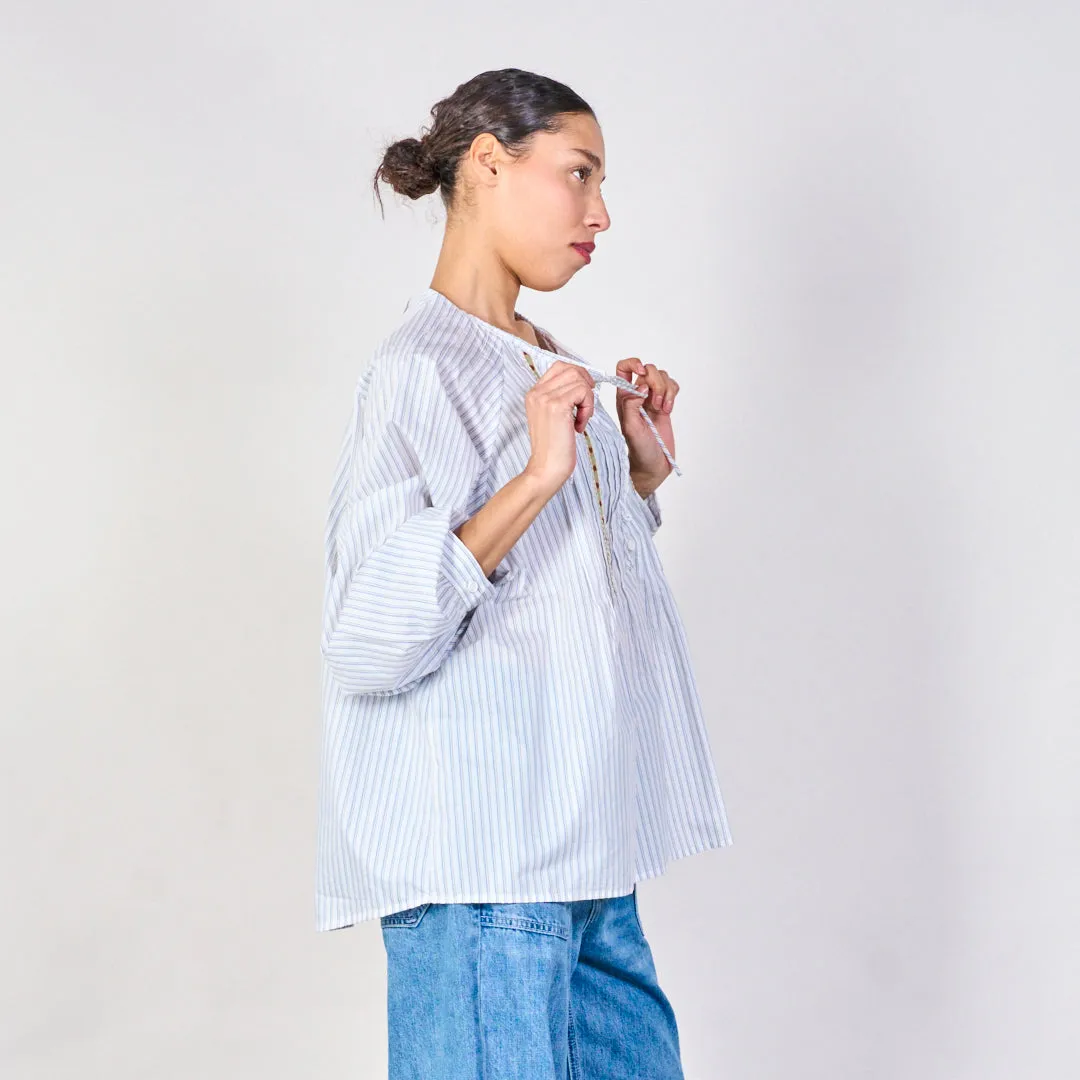 Embroidered striped blouse wholesale