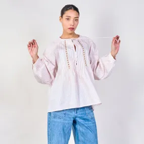 Embroidered striped blouse wholesale