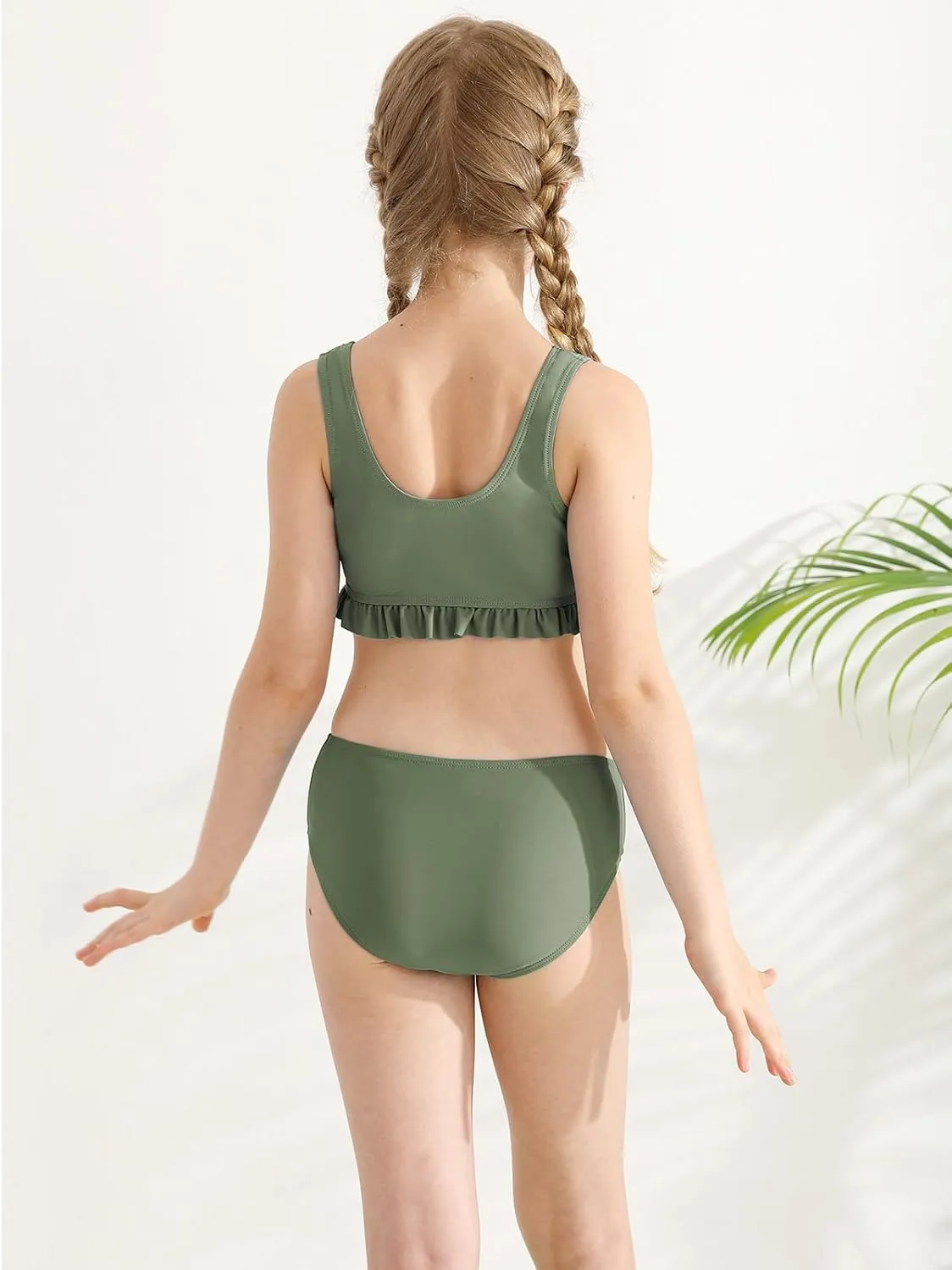 ESHOO Girls Swimsuits 3 Piece Bikinis Sets with Cover Up Skirt Warp Bathing Suit Beach Swimwear for Teen Girls 10-14 Years