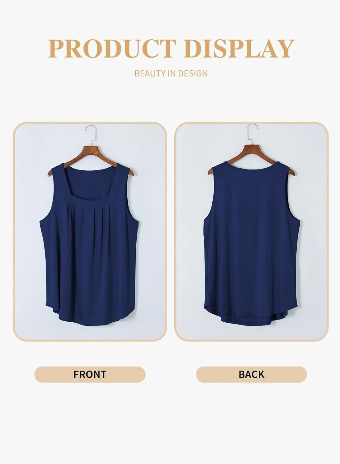 Eytino Women Plus Size Tank Tops Summer Casual Square Neck Sleeveless Blouse Shirts(1X-5X)