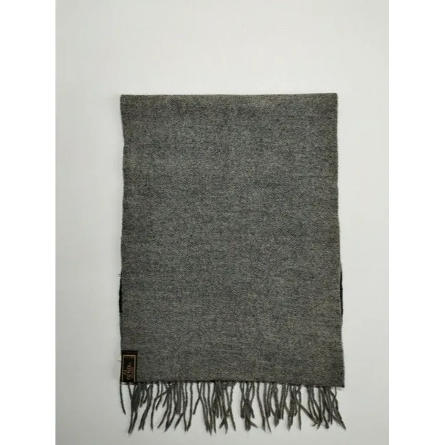 Fendi Black On Grey Logo Print Wool Scarf