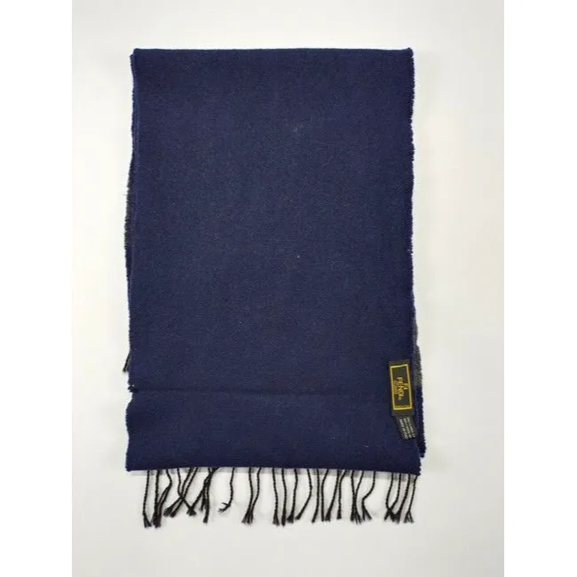 Fendi Grey Logo Print On Blue Wool Scarf