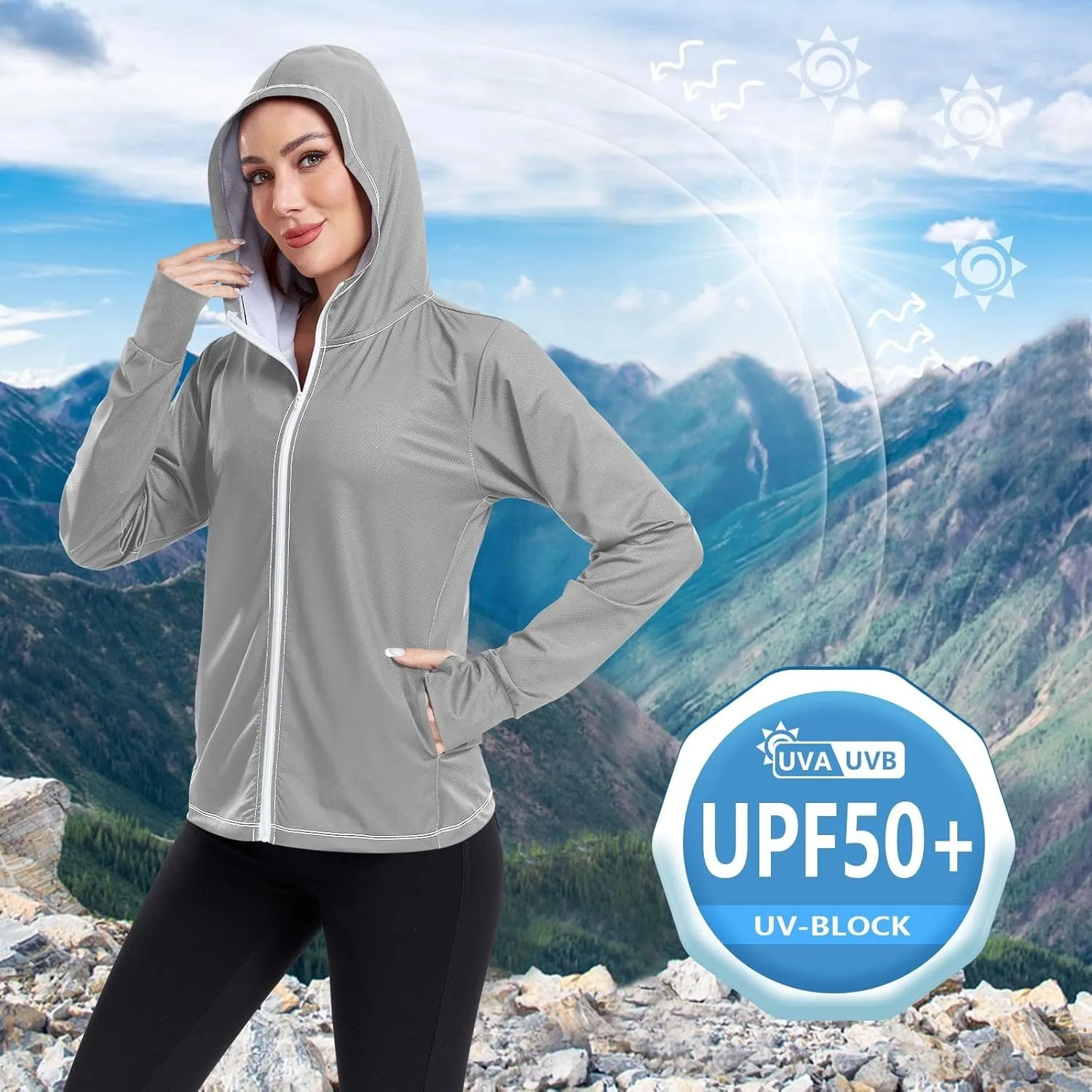 GAIGEO Dark Magenta Zip Athletic Jacket Women, UPF 50  UV Protection Shirt Women, Breathable Light Travel Shirt for Women, S