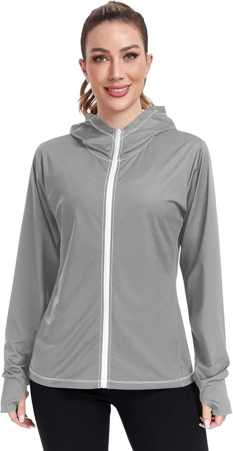 GAIGEO Dark Magenta Zip Athletic Jacket Women, UPF 50  UV Protection Shirt Women, Breathable Light Travel Shirt for Women, S