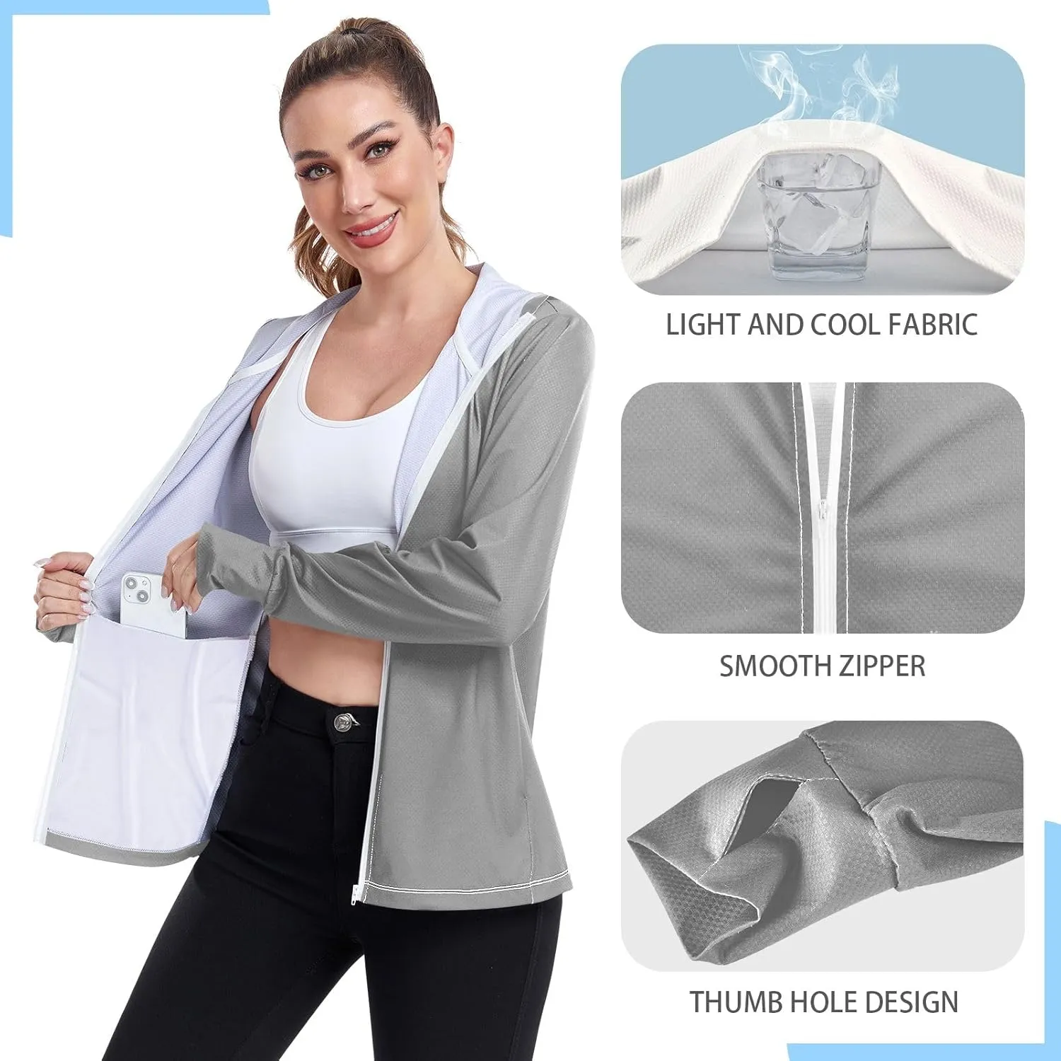 GAIGEO Dark Magenta Zip Athletic Jacket Women, UPF 50  UV Protection Shirt Women, Breathable Light Travel Shirt for Women, S