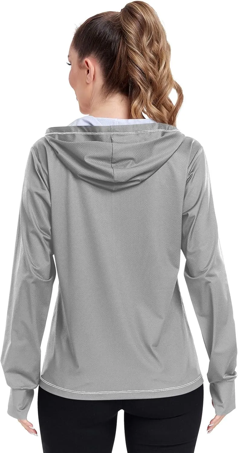 GAIGEO Dark Magenta Zip Athletic Jacket Women, UPF 50  UV Protection Shirt Women, Breathable Light Travel Shirt for Women, S