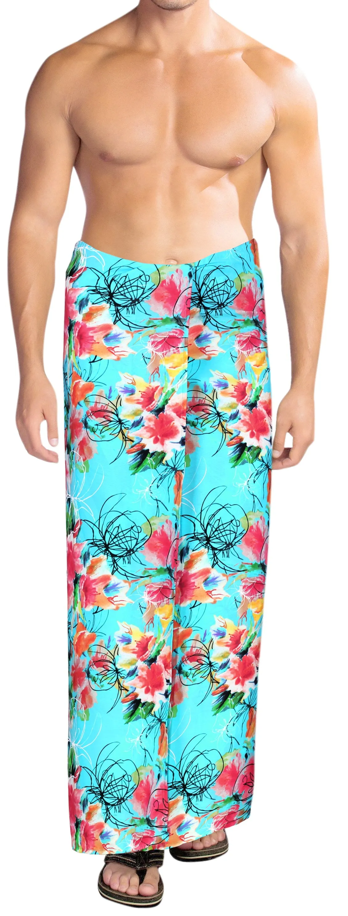 HAPPY BAY Men's Swimwear Pareo Sarong LAVA LAVA Coverups Tie 78"X42" Blue Z248 911179