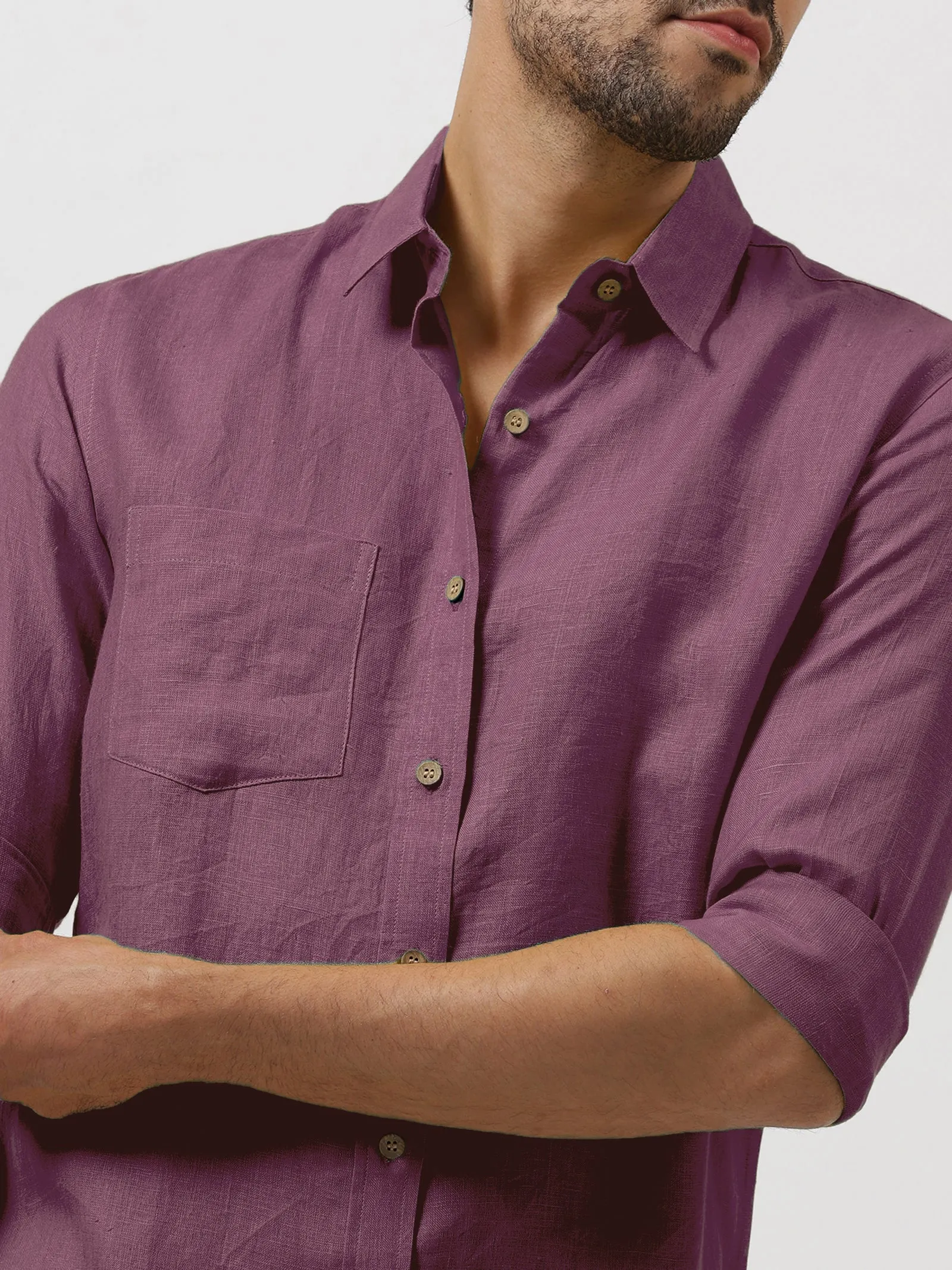 Harvey - Pure Linen Full Sleeve Shirt - Twilight Purple