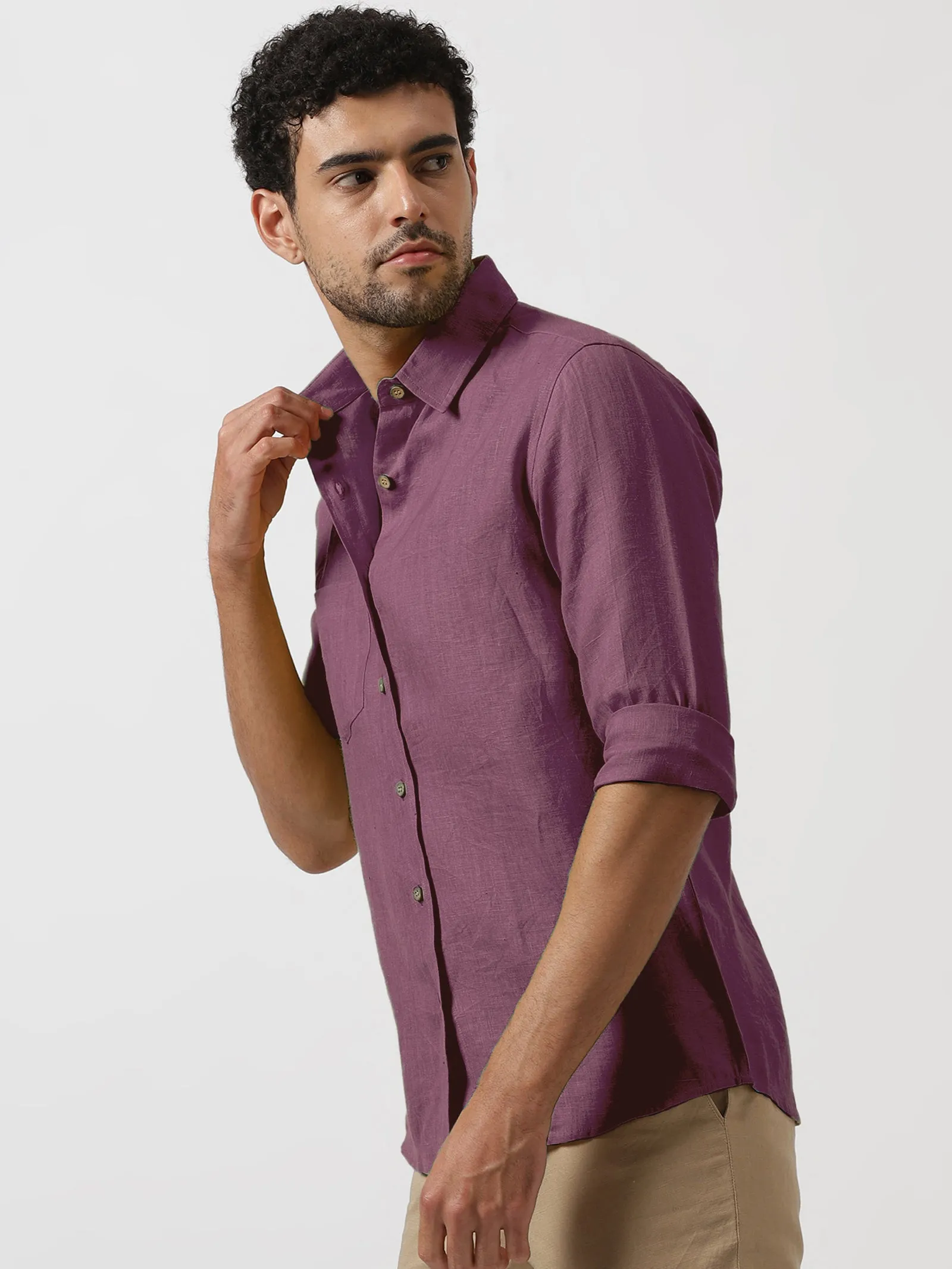 Harvey - Pure Linen Full Sleeve Shirt - Twilight Purple
