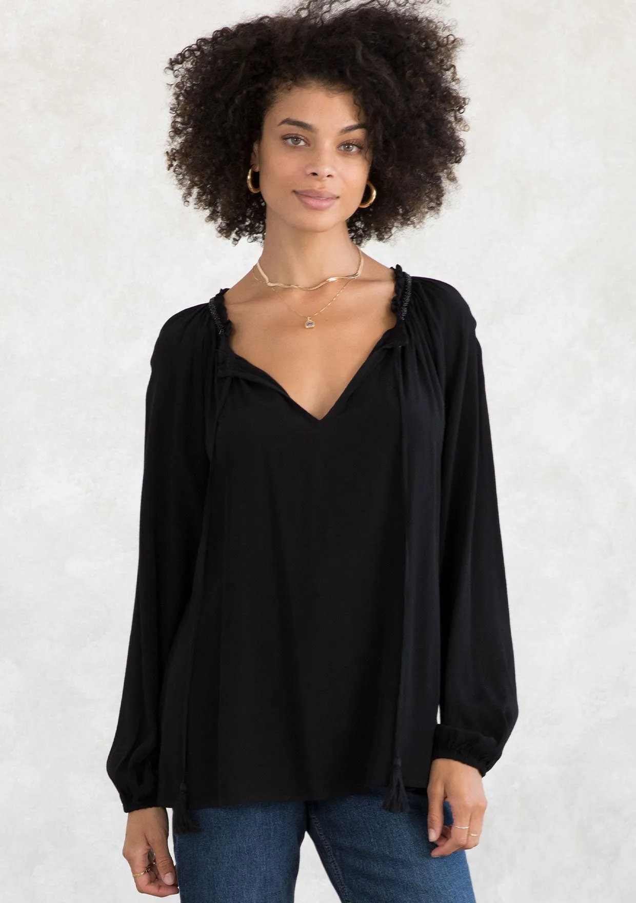 Holiday Bohemian Beaded Peasant Dressy Blouse