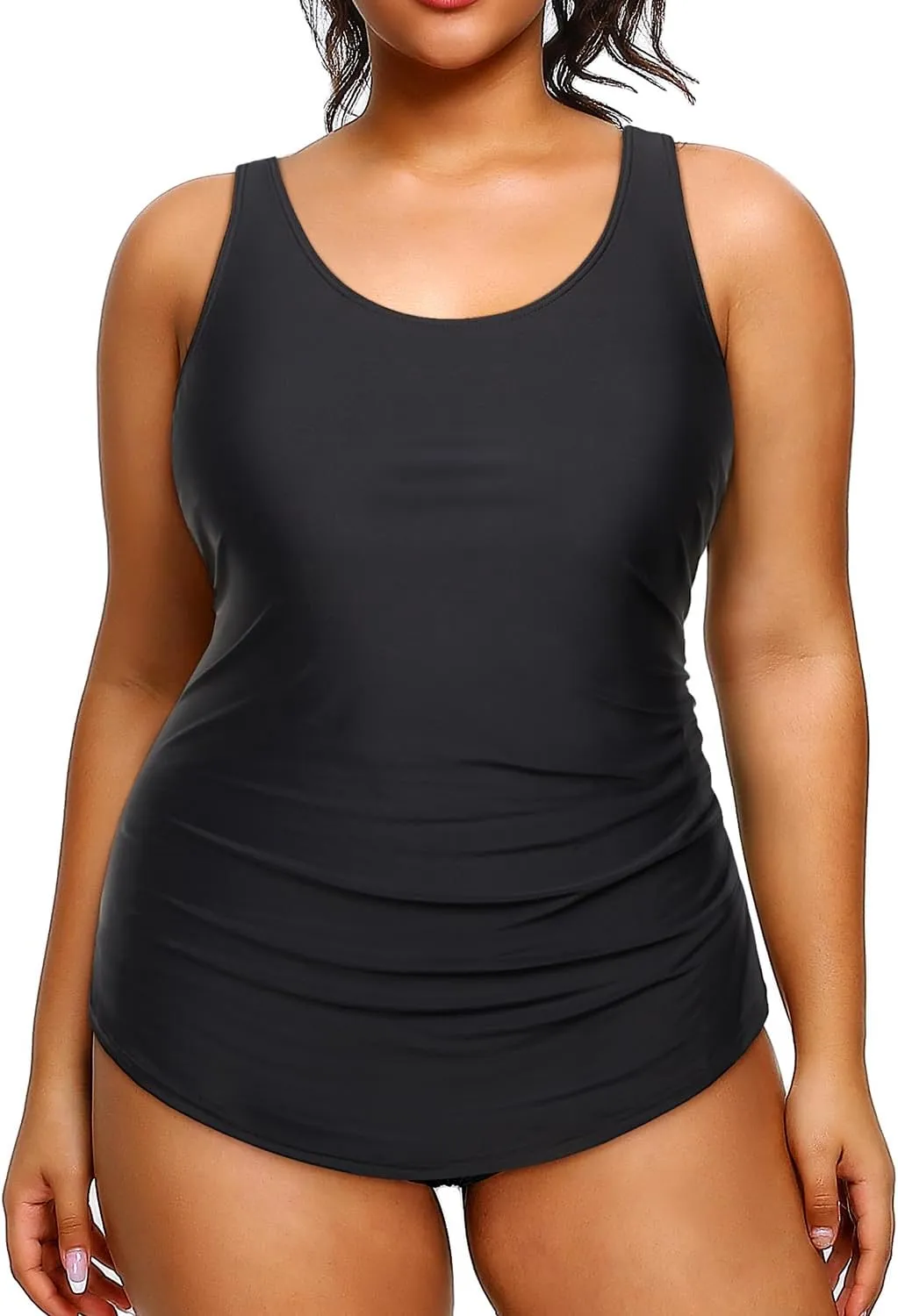 Holipick Plus Size Sarong One Piece Swimsuit for Women Tummy Control Bathing Suit Ruched Backless Swimwear