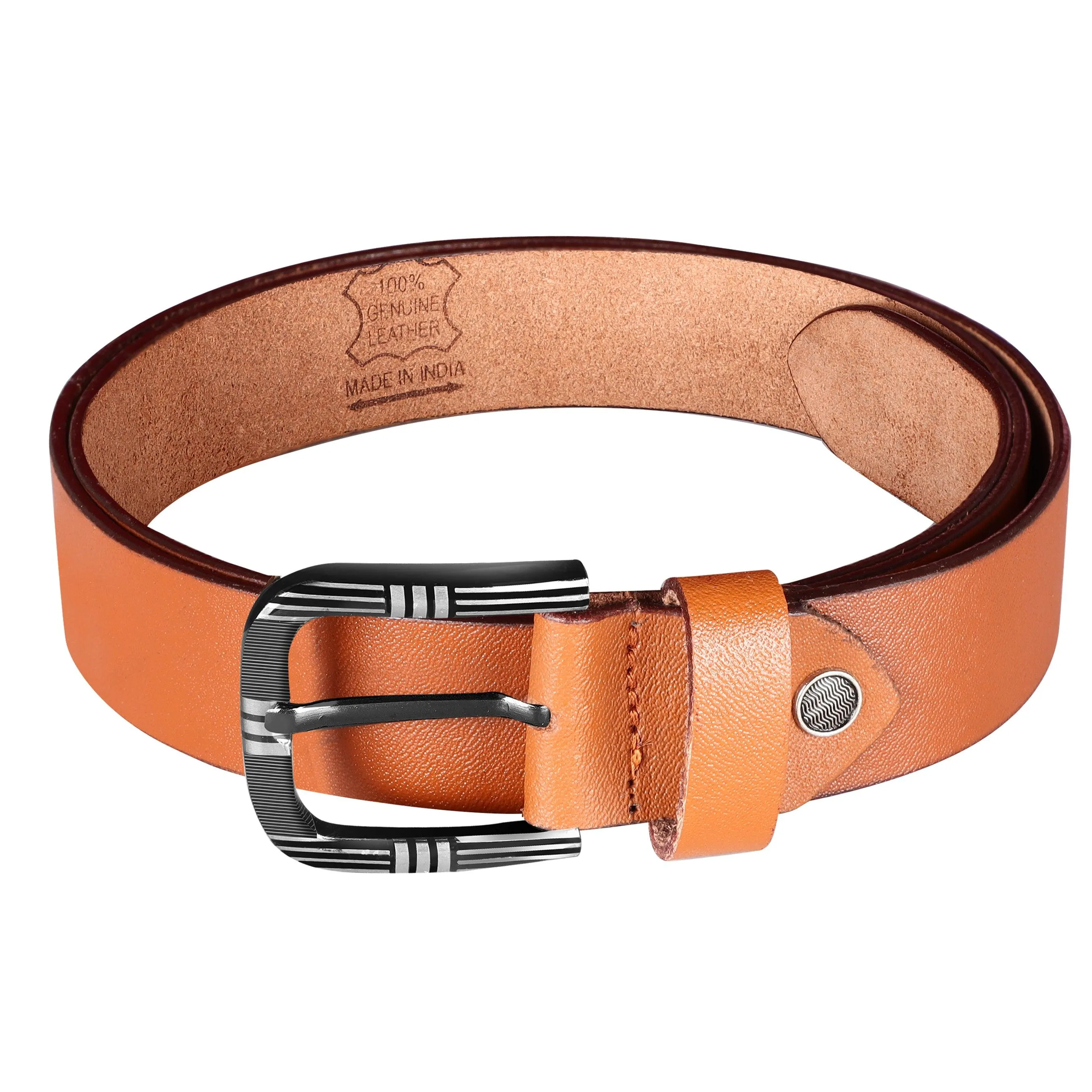Jaxer Tan Solid Leather Belt for Men - JXBLT109