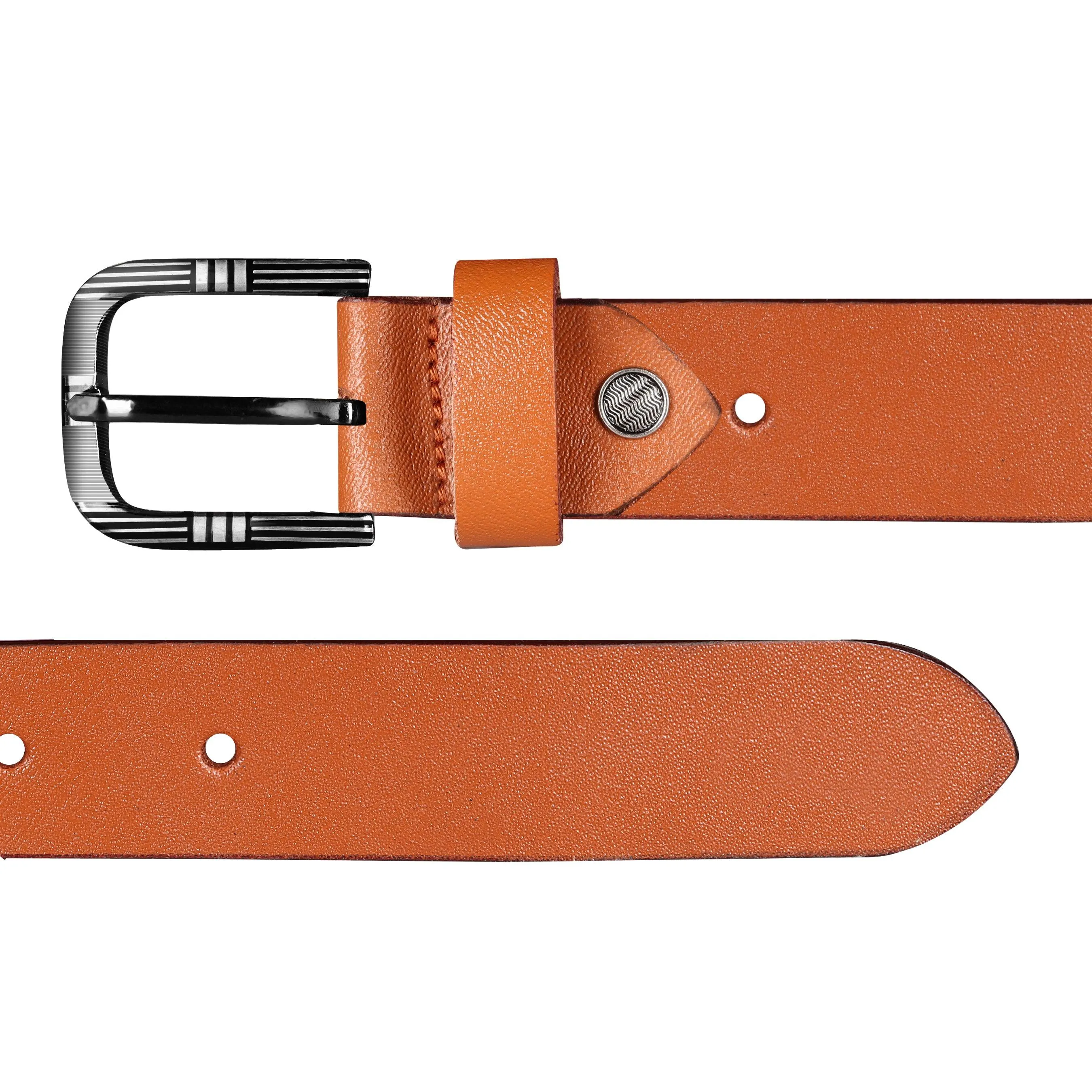 Jaxer Tan Solid Leather Belt for Men - JXBLT109