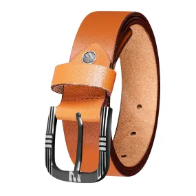 Jaxer Tan Solid Leather Belt for Men - JXBLT109