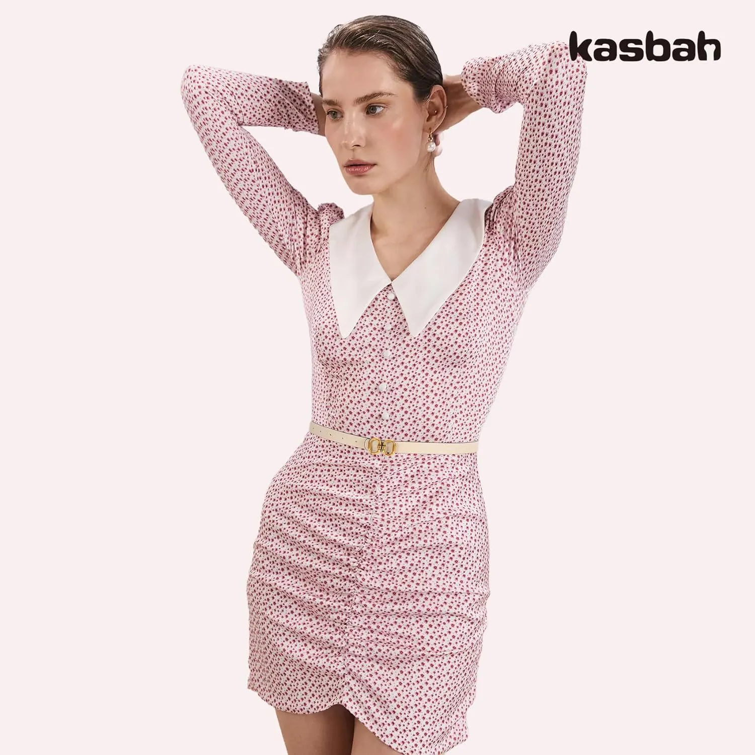 KASBAH Women Reversible Leather Belt for Jeans Dresses Two-in-One Ladies Waist Belt With Gold Buckle