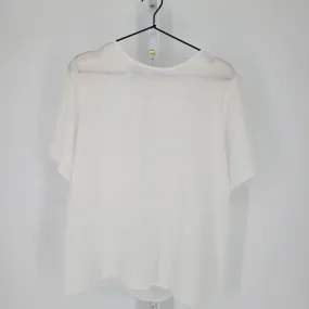 Kathie Lee Womens Sz M Solid White Semi Sheer Flowy Blouse Short Sleeve